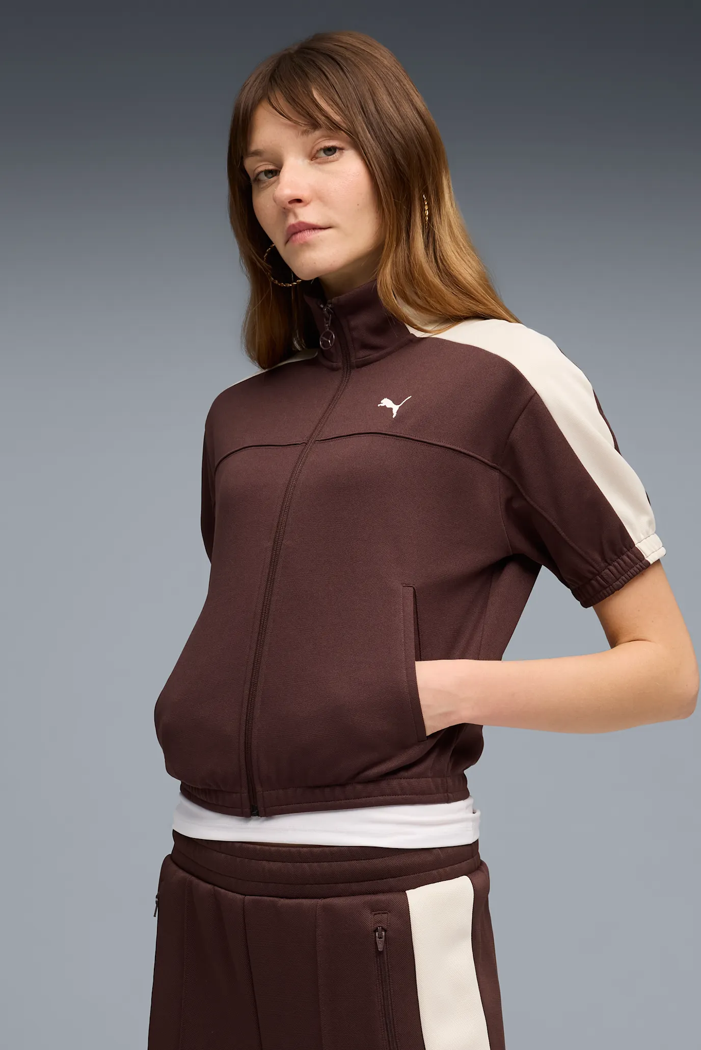Жіноча коричнева спортивна кофта T7 Full Zip Track Jacket Women