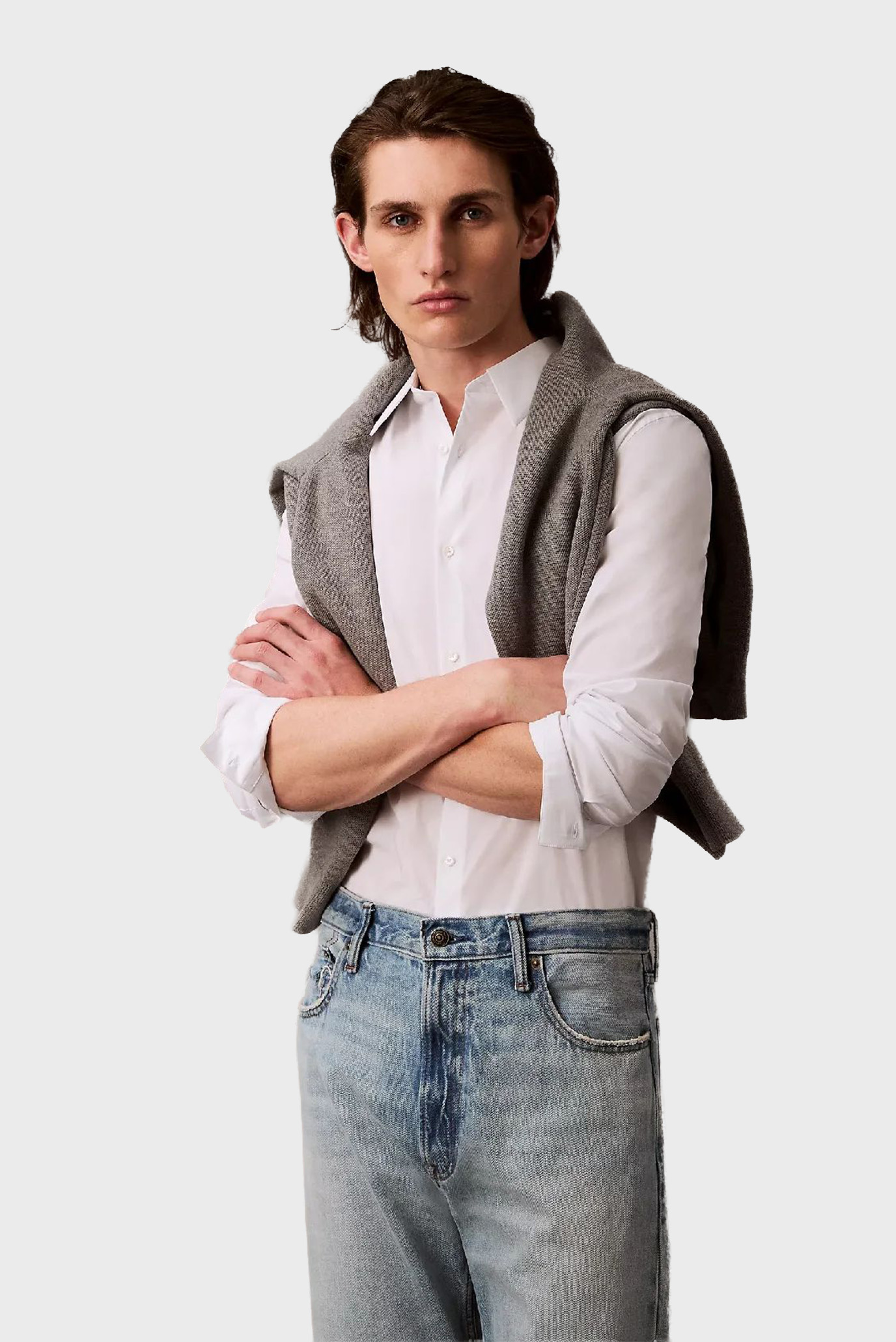 Мужская белая рубашка SOLID STRETCH SLIM Белый L Calvin Klein LV04LB145G Мужская белая рубашка SOLID STRETCH SLIM Белый L Calvin Klein LV04LB145G