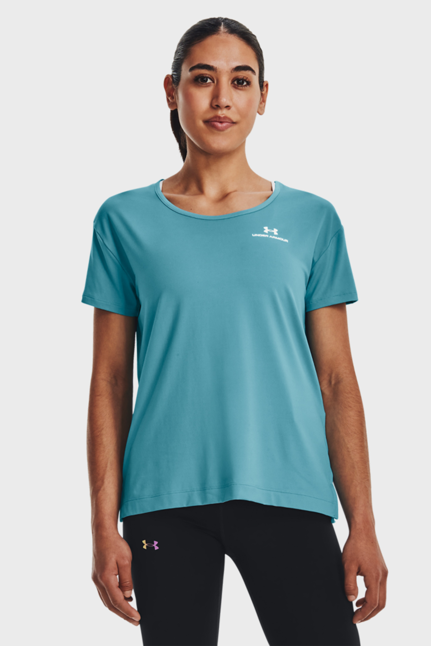 Женская голубая футболка UA Rush Energy SS 1