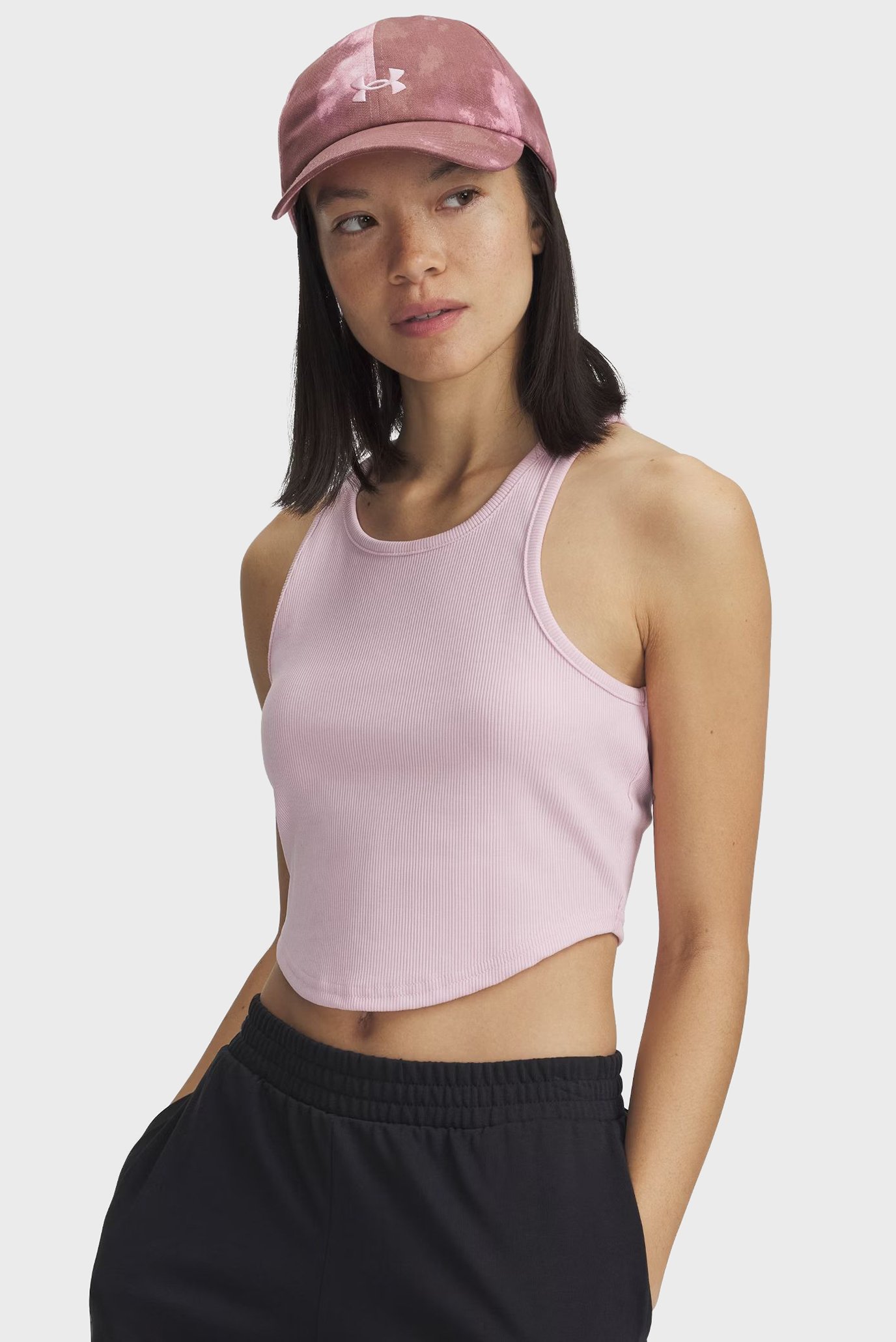 Женский розовый топ UA Rival Rib Tank Розовый L Under Armour 1389798-647 Женский розовый топ UA Rival Rib Tank Розовый L Under Armour 1389798-647