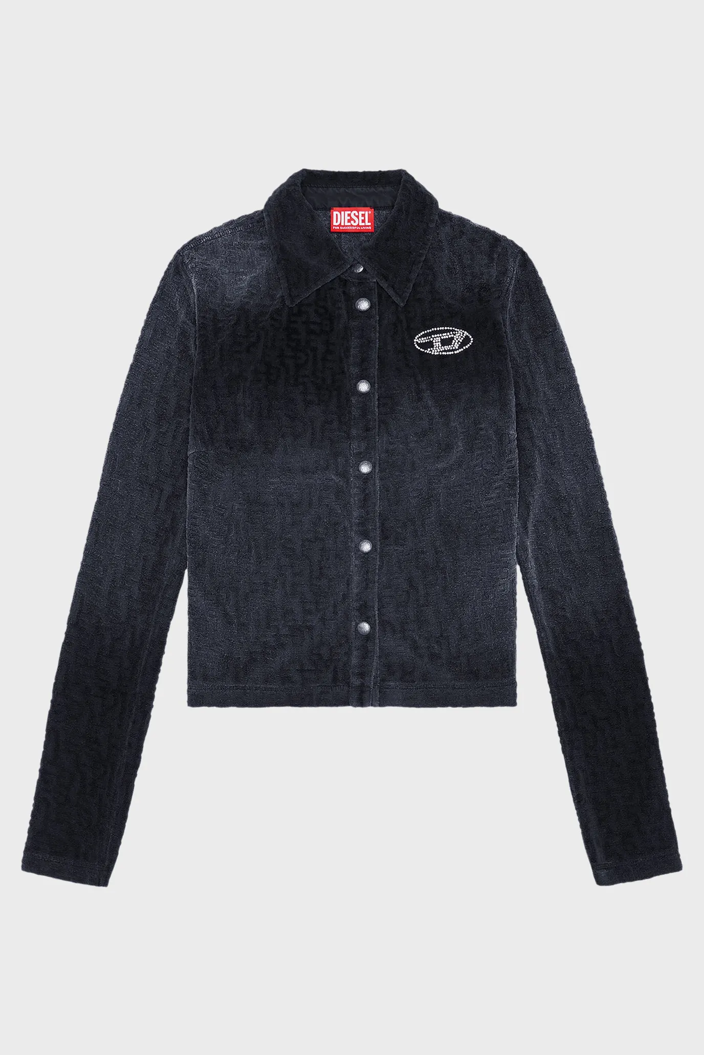 Жіноча чорна велюрова сорочка з візерунком T-AMUSE 4