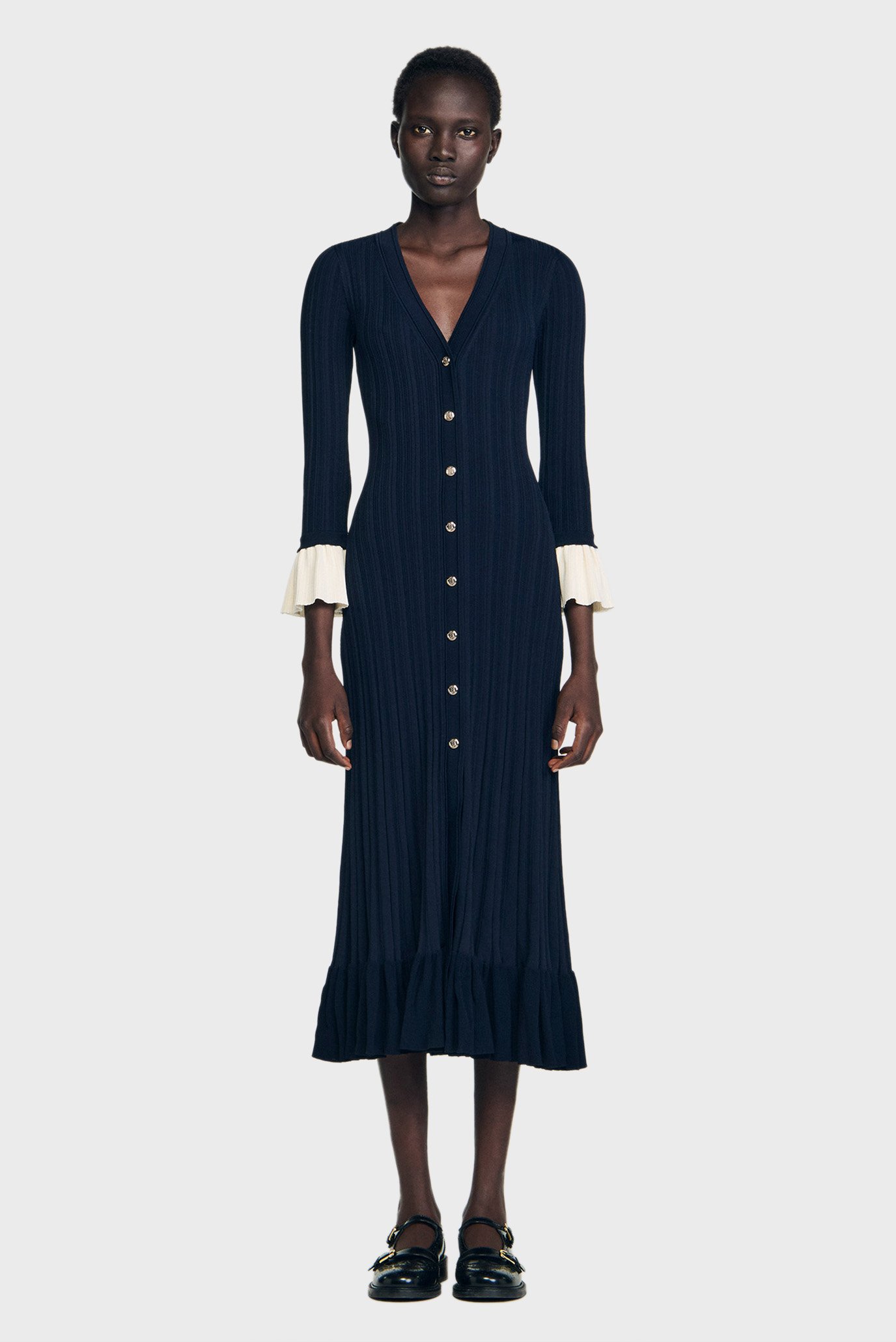 Женское темно-синее платье Синий 38 Sandro SFPRO04094_Navy Blue Женское темно-синее платье Синий 38 Sandro SFPRO04094_Navy Blue