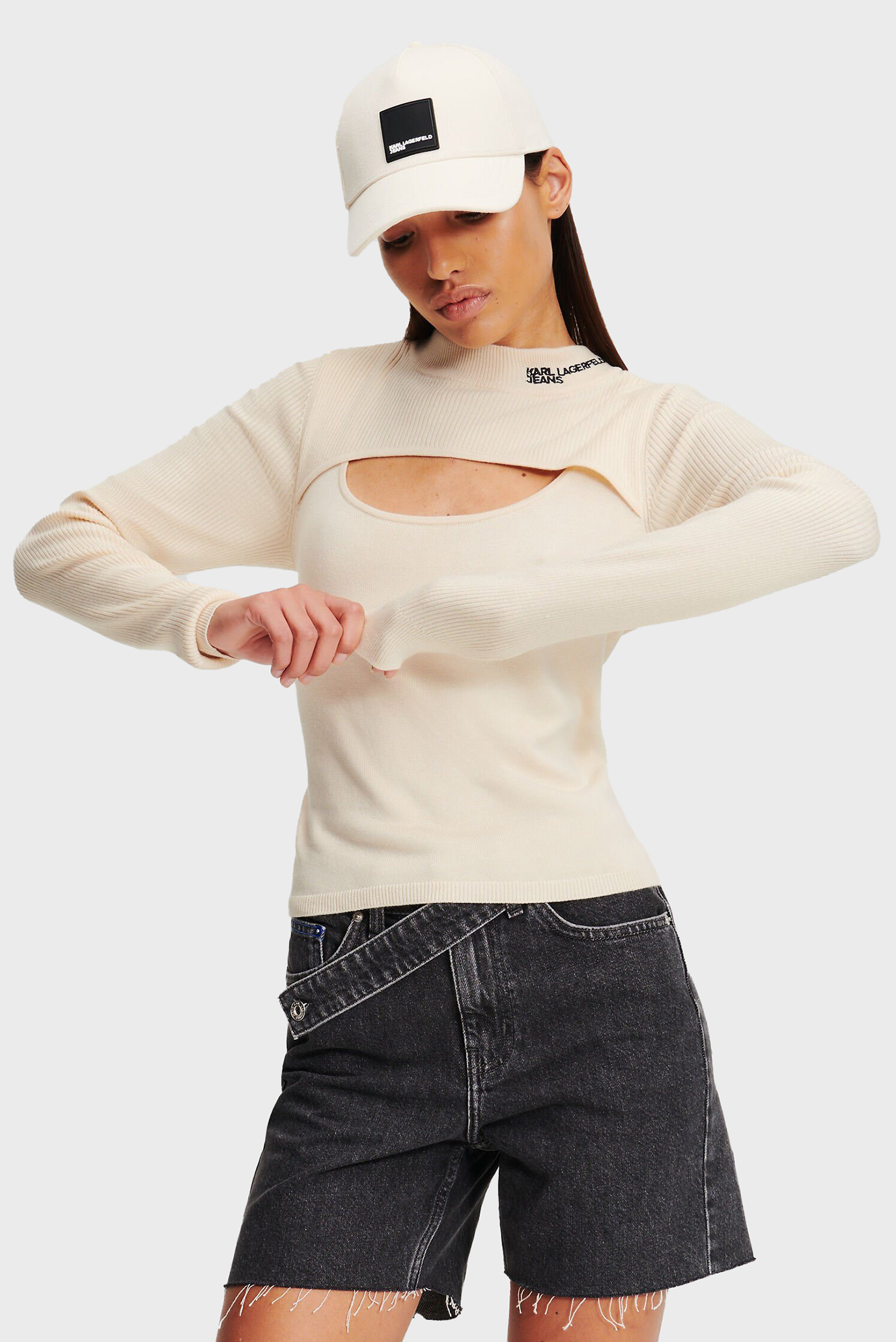 Женский бежевый джемпер KLJ LSLV MOCK NECK 1