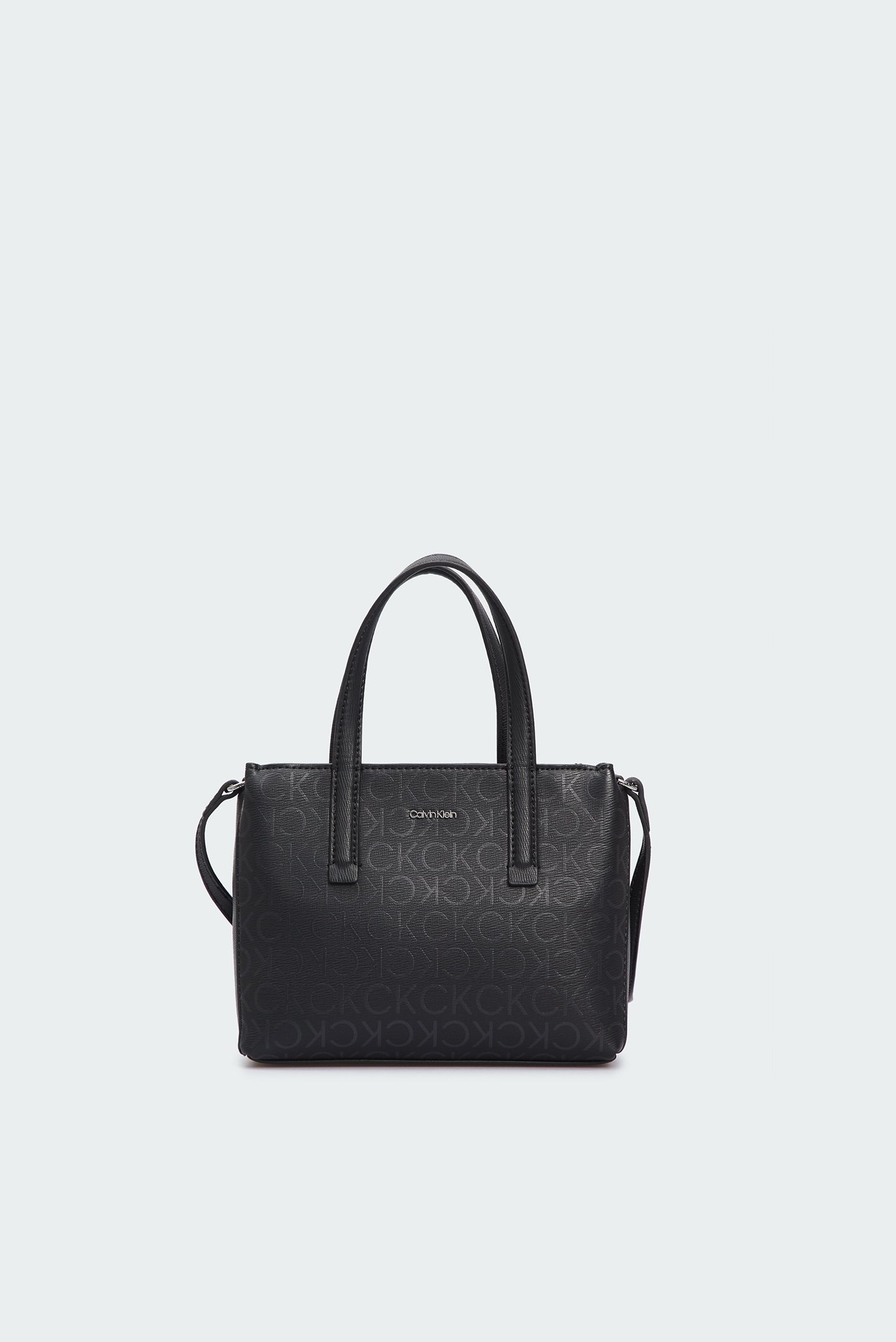 Женская черная сумка с узором CK MUST MINI TOTE_EPI MONO 1