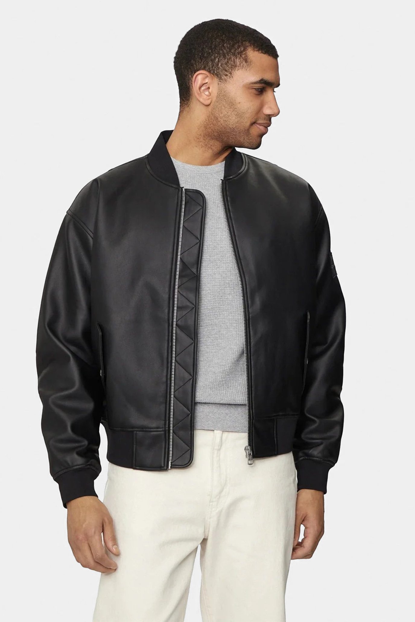 Мужская черная куртка FAUX LEATHER BOMBER 1