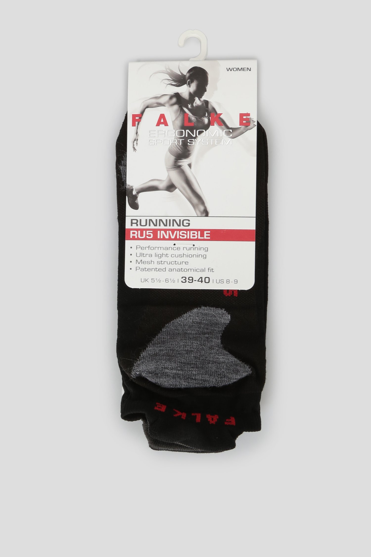 Женские черные носки для бега RU5 INVISIBLE 1