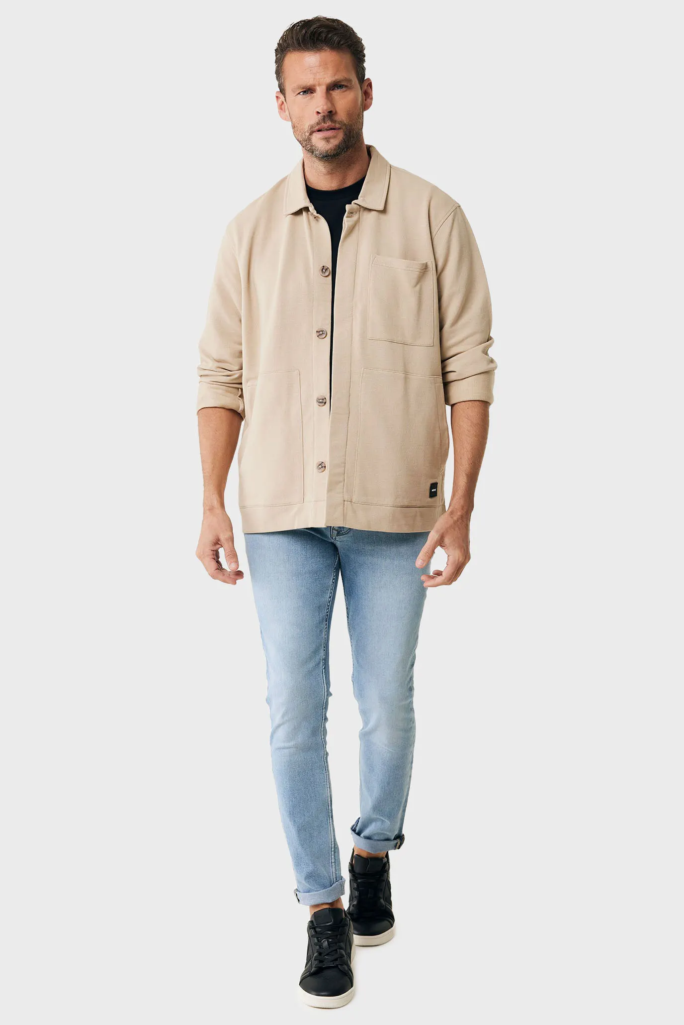 Чоловіча бежева сорочка-пальто 2