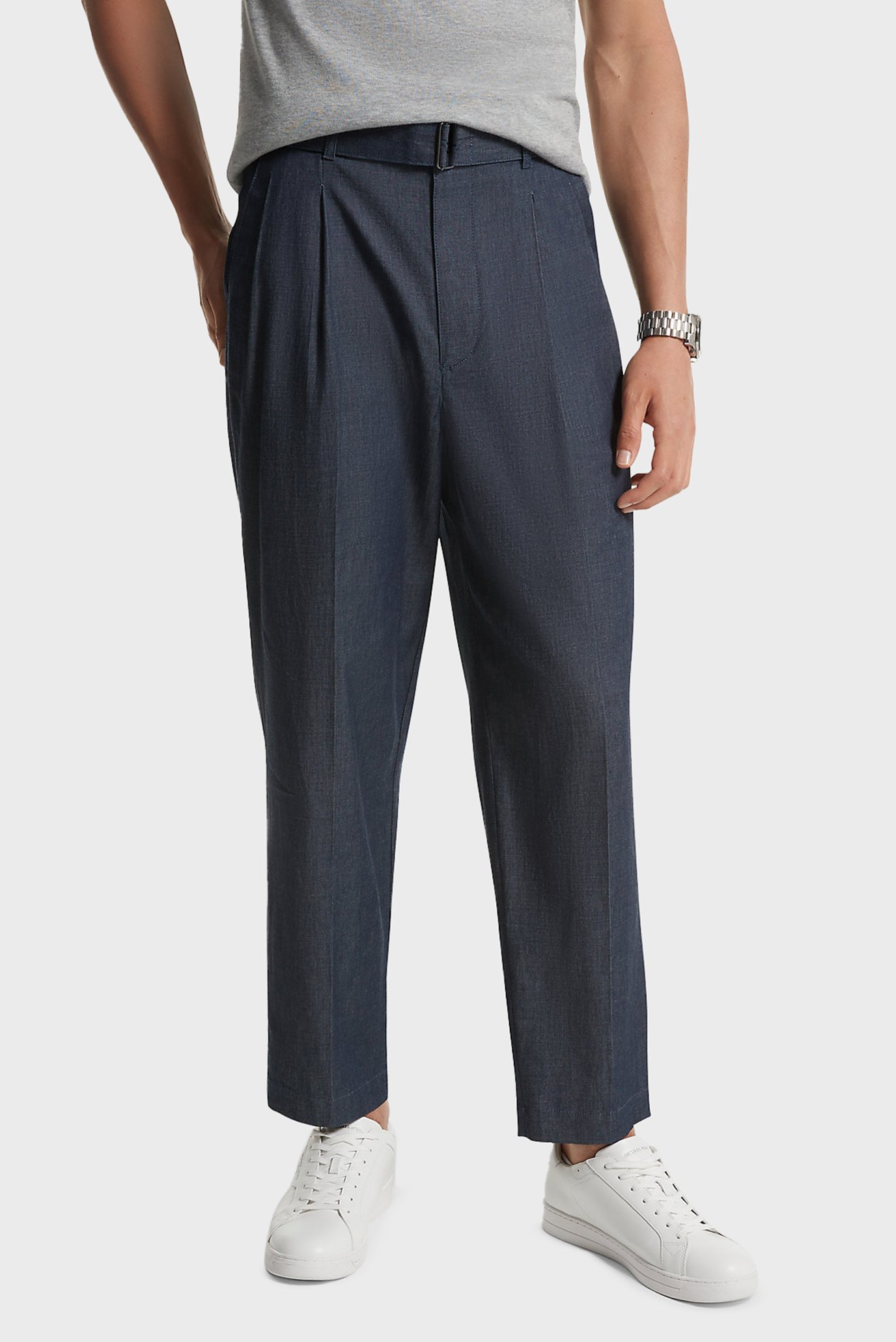 Чоловічі темно-сині брюки BELTED CHAMBRAY TROUSER 1