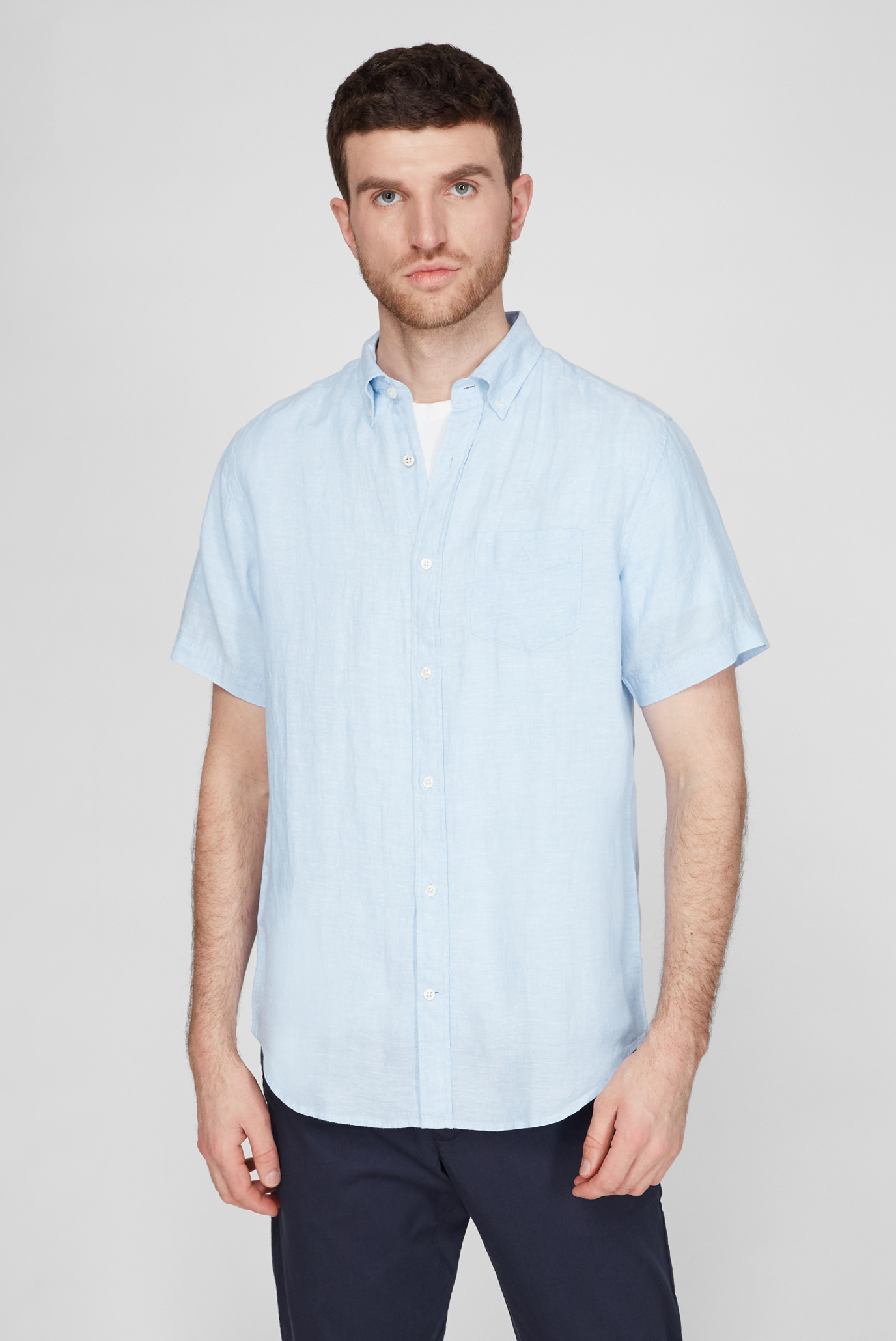 Мужская голубая льняная рубашка REG LINEN 1