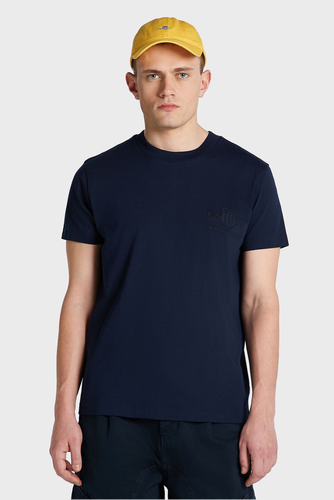 Мужская темно-синяя футболка REG MED TONAL SHIELD SS 1