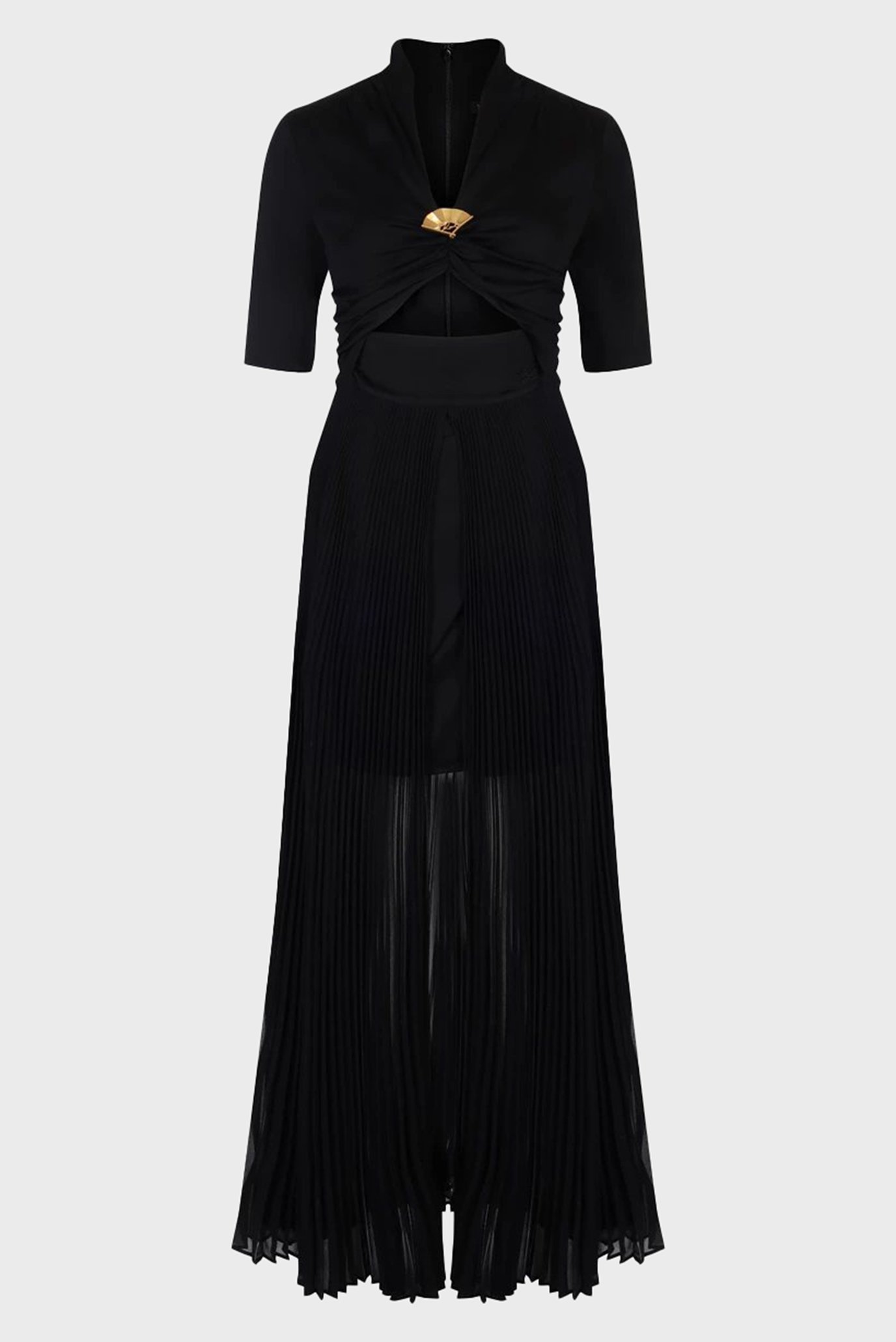 Женское черное платье PLEATED FAN MAXI DRESS 1