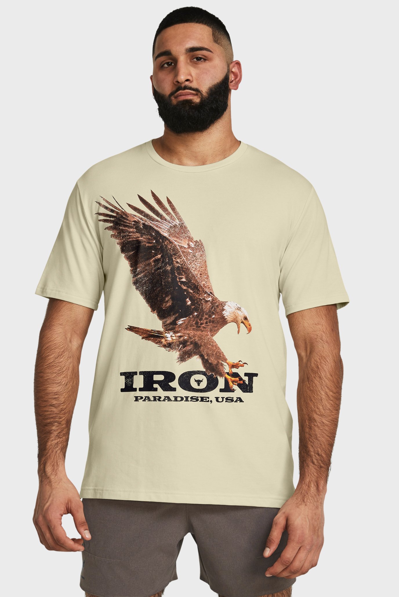 Чоловіча бежева футболка UA Pjt Rck Eagle Graphic SS 1