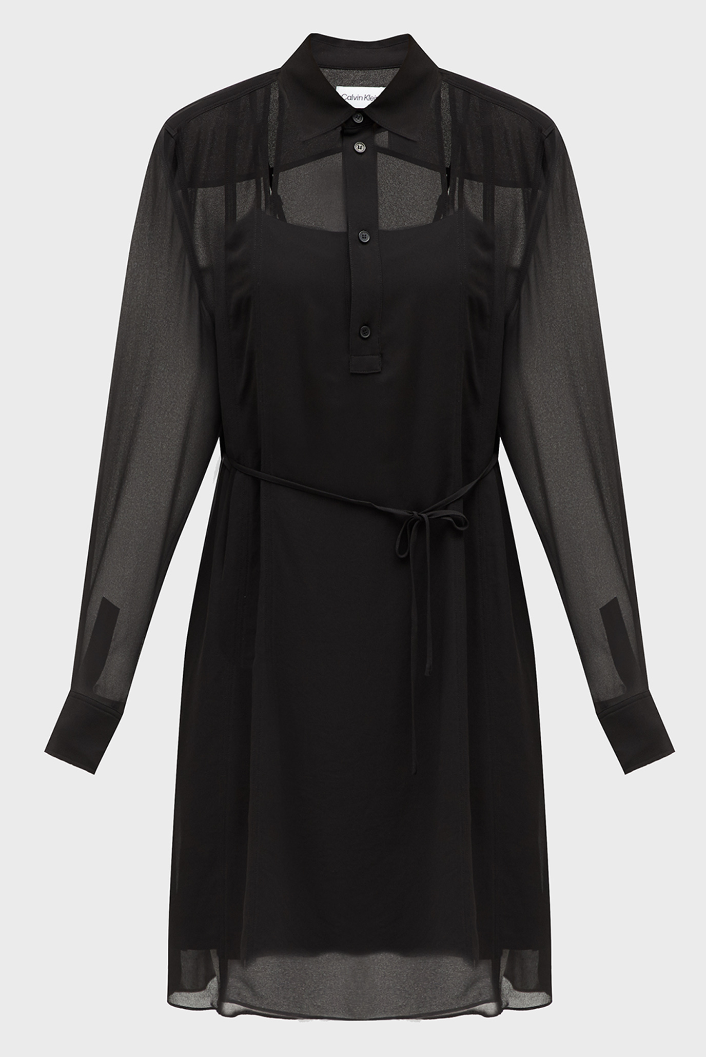Женское черное платье GEORGETTE MINI SHIRT 1