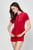 Жіночий червоний велюровий костюм (футболка, шорти)