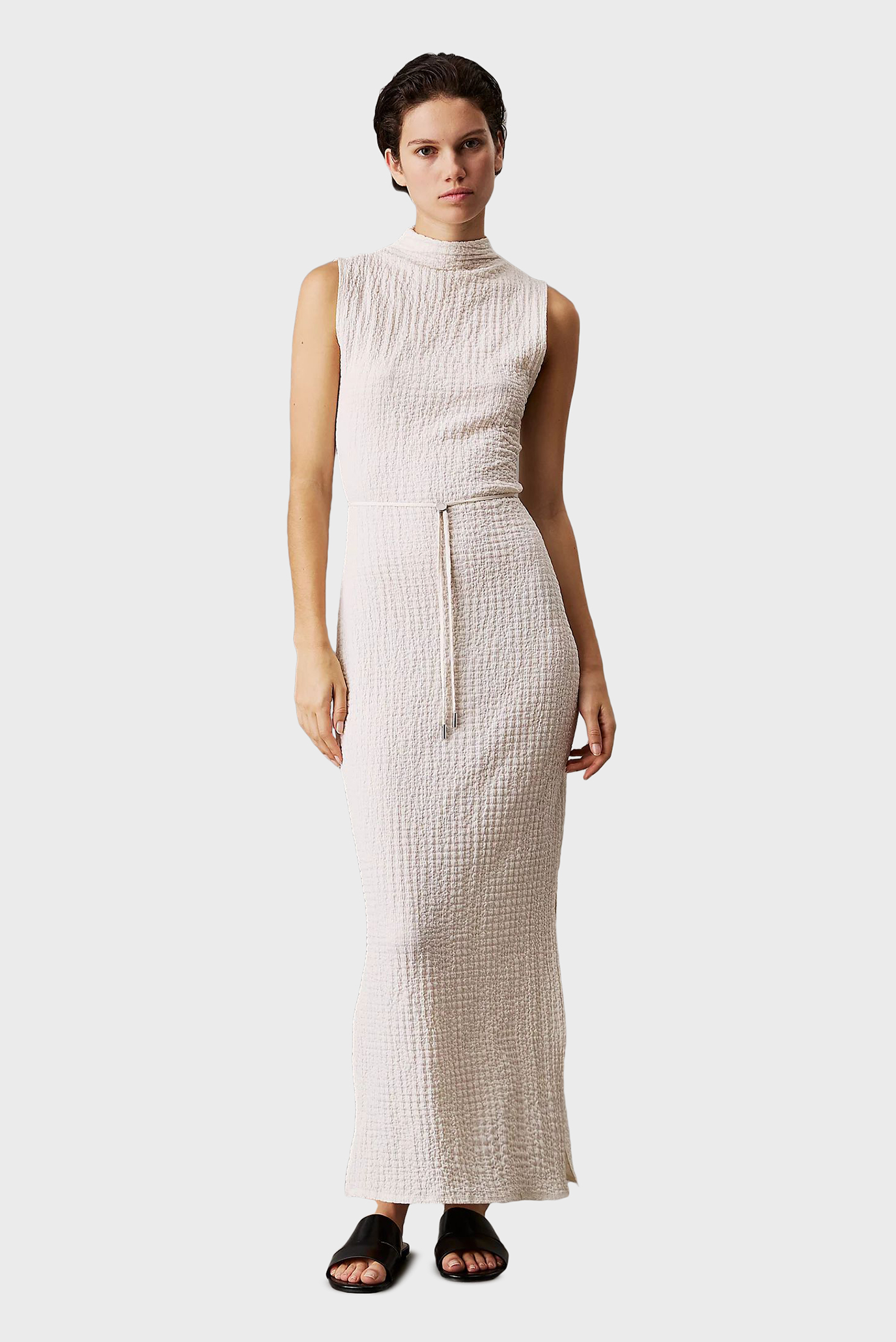 Женское белое платье CRINKLE JERSEY ANKLE DRESS Белый S Calvin Klein K20K208304 Женское белое платье CRINKLE JERSEY ANKLE DRESS Белый S Calvin Klein K20K208304