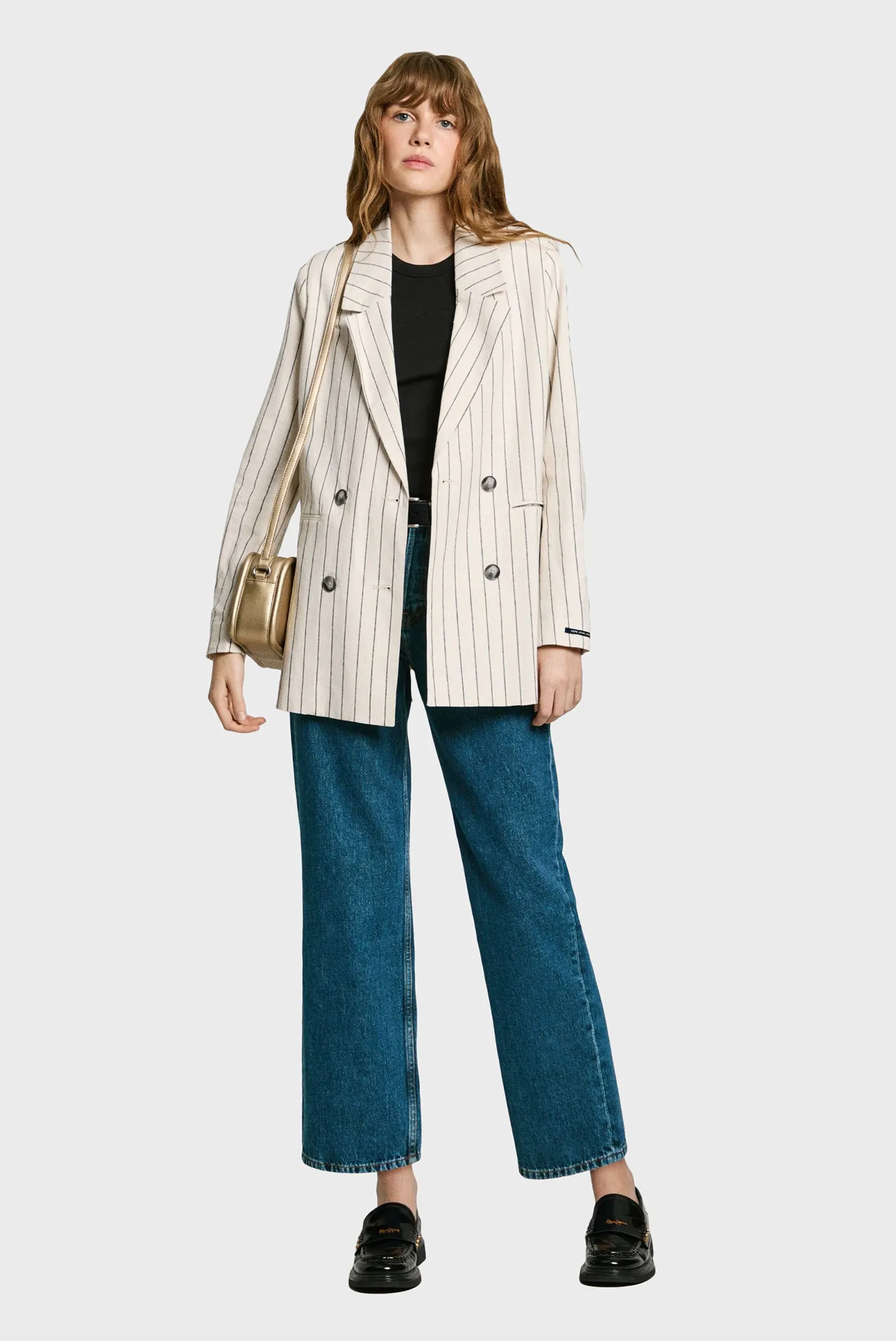 Женский белый льняный жакет в полоску HANNAH 5