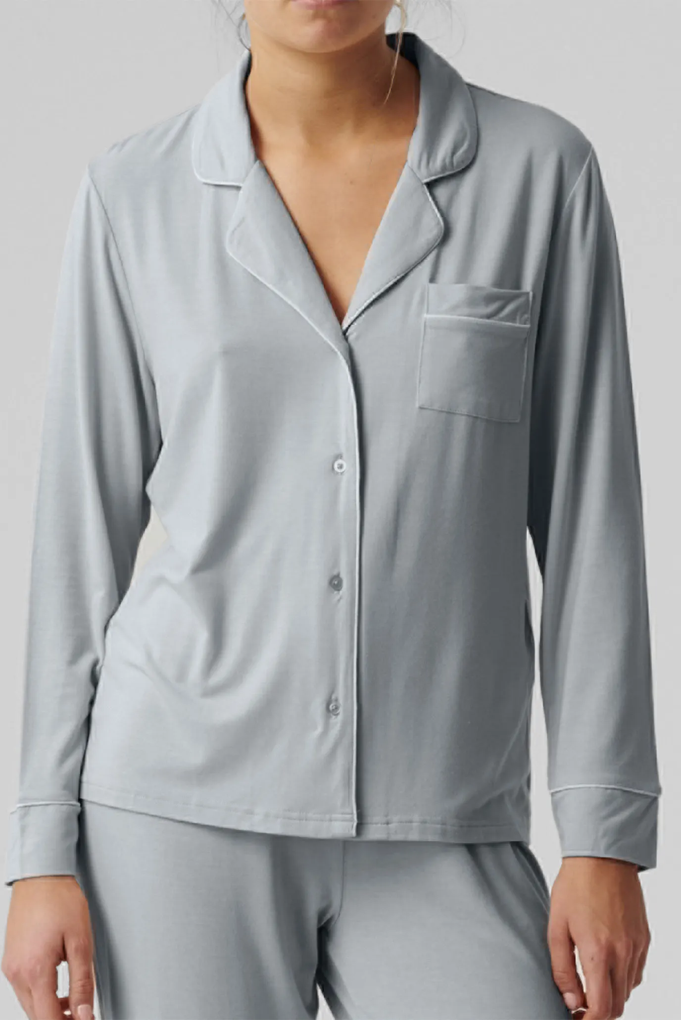 Жіноча блакитна піжама (сорочка, брюки) 3