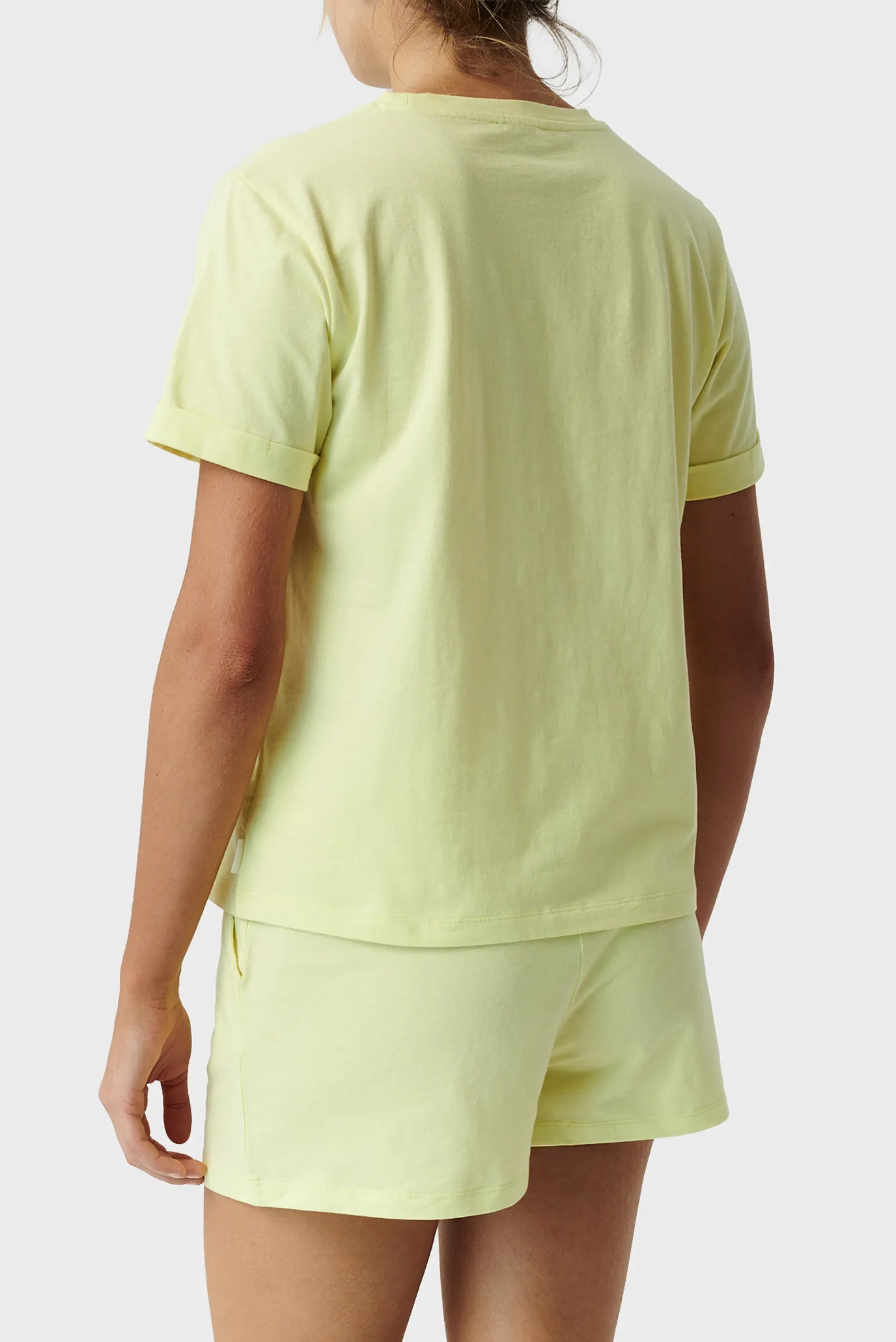 Жіноча жовта піжама (футболка, шорти) 2