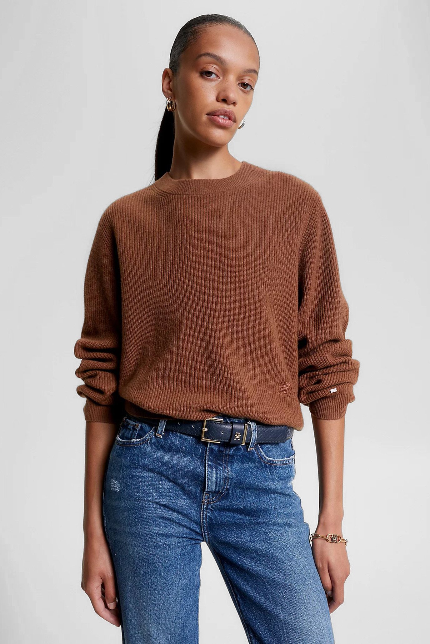 Жіночий коричневий вовняний светр MD WOOL CASH 1