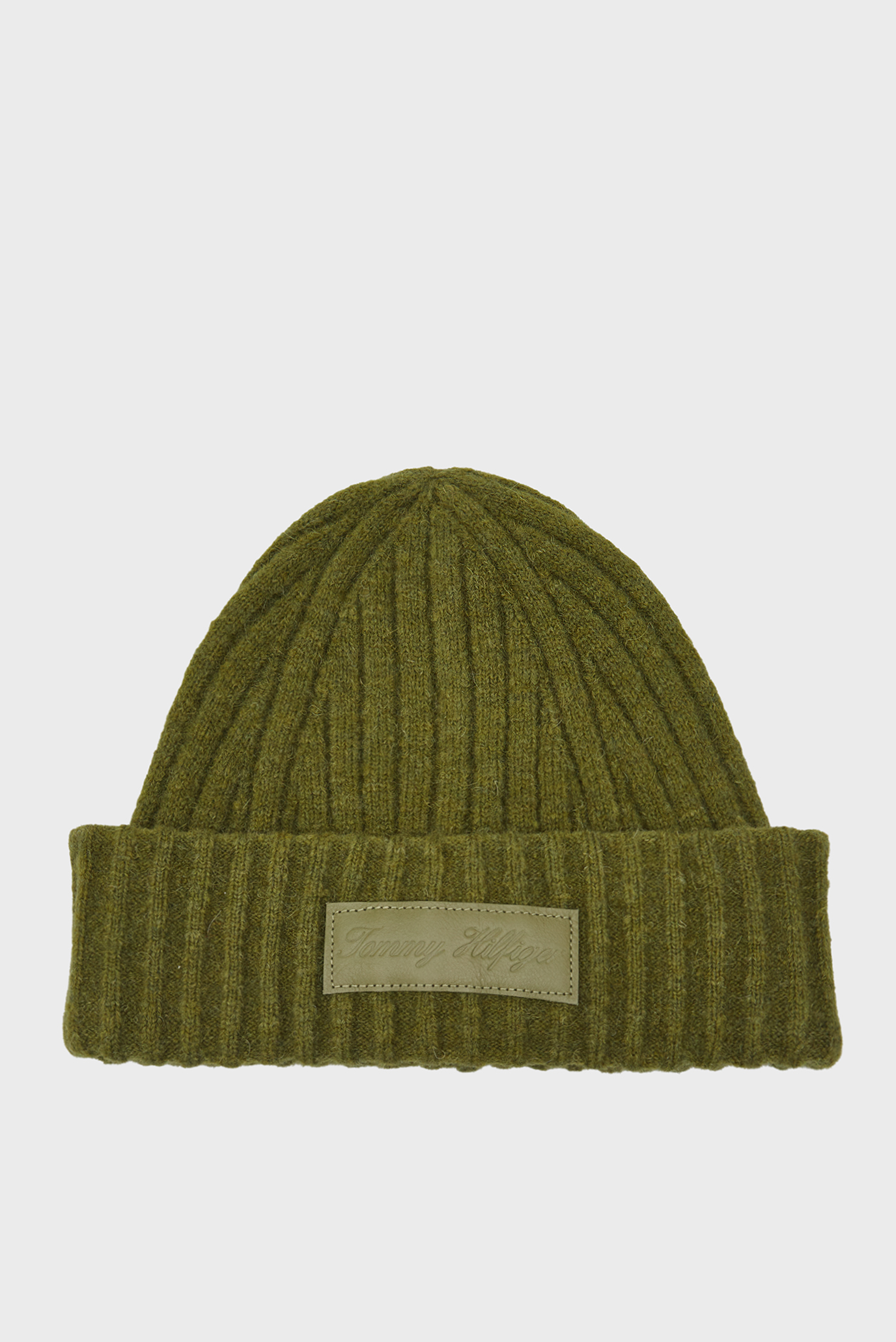 Женская зеленая шерстяная шапка TOMMY TWIST BEANIE 1