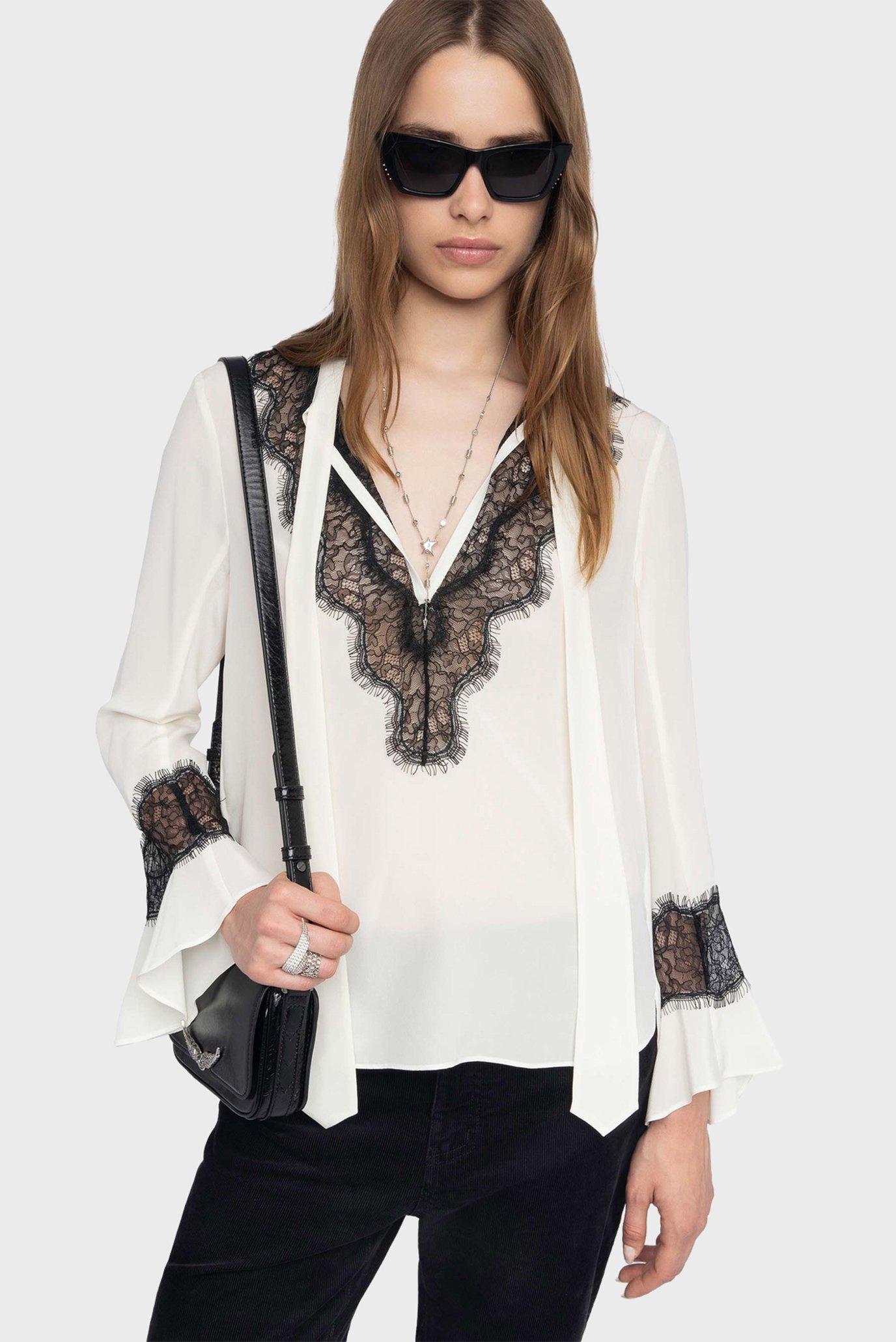 Женская белая шелковая блуза Tuan Белый XS ZADIG&VOLTAIRE WWSH02236_FLAKE Женская белая шелковая блуза Tuan Белый XS ZADIG&VOLTAIRE WWSH02236_FLAKE