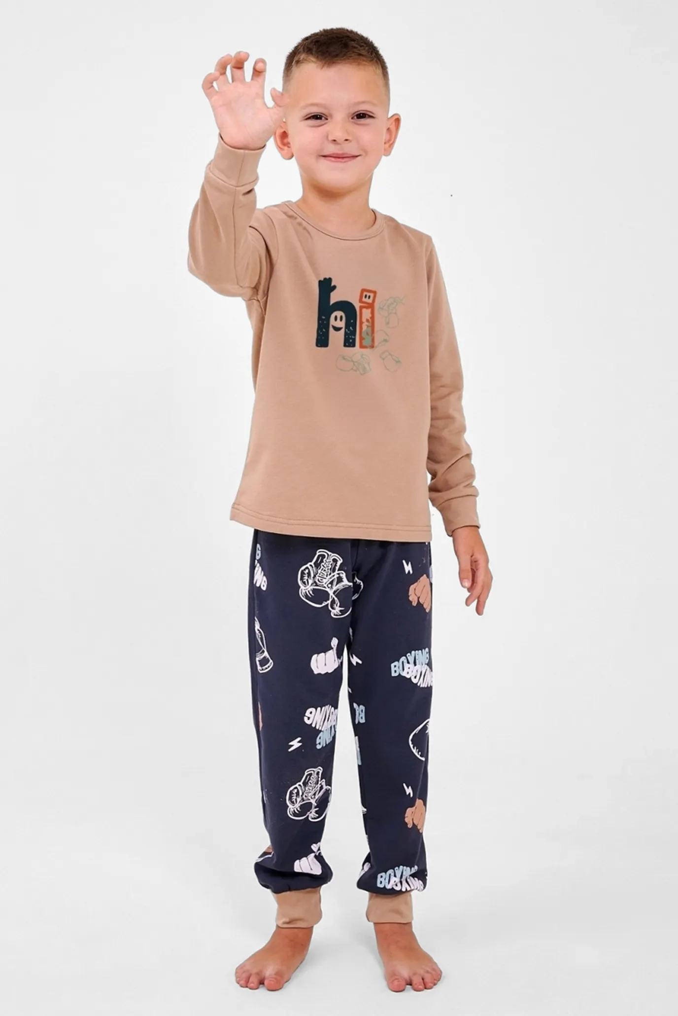 Детская пижама с узором (лонгслив, брюки) 1