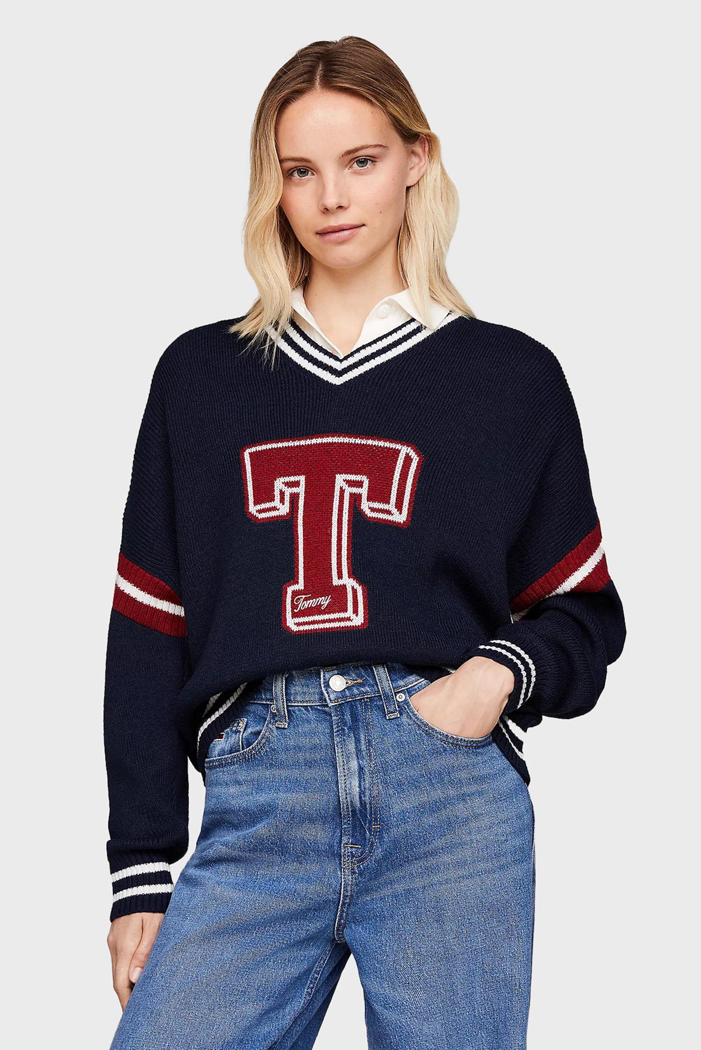 Женский темно-синий пуловер TJW LETTERMAN SWEATER 1