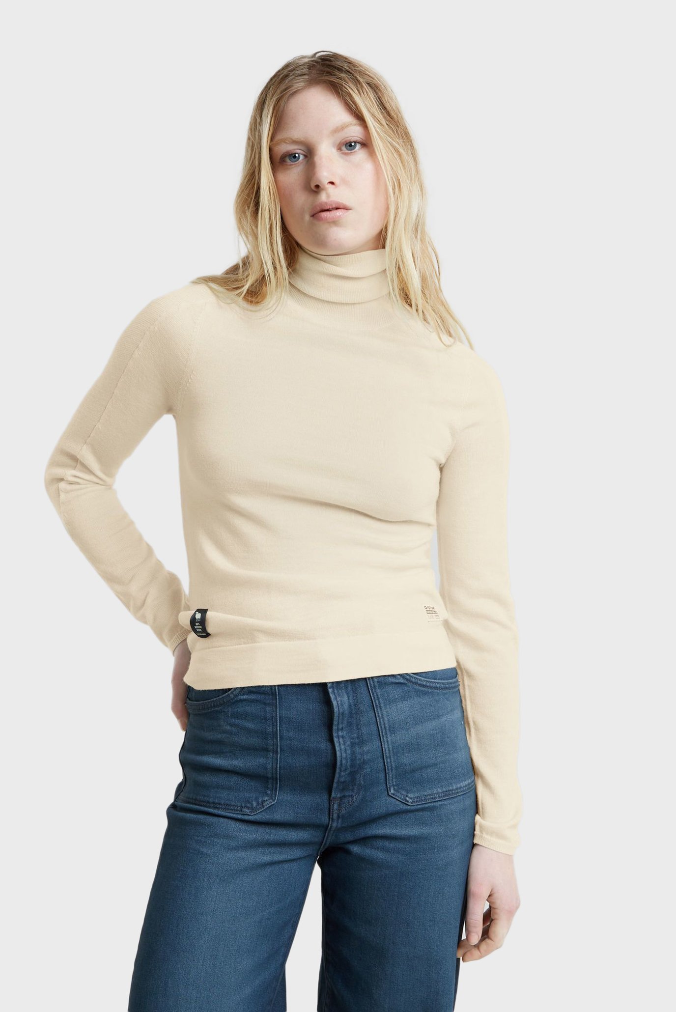 Женский бежевый шерстяной гольф Core slim turtle knit 1