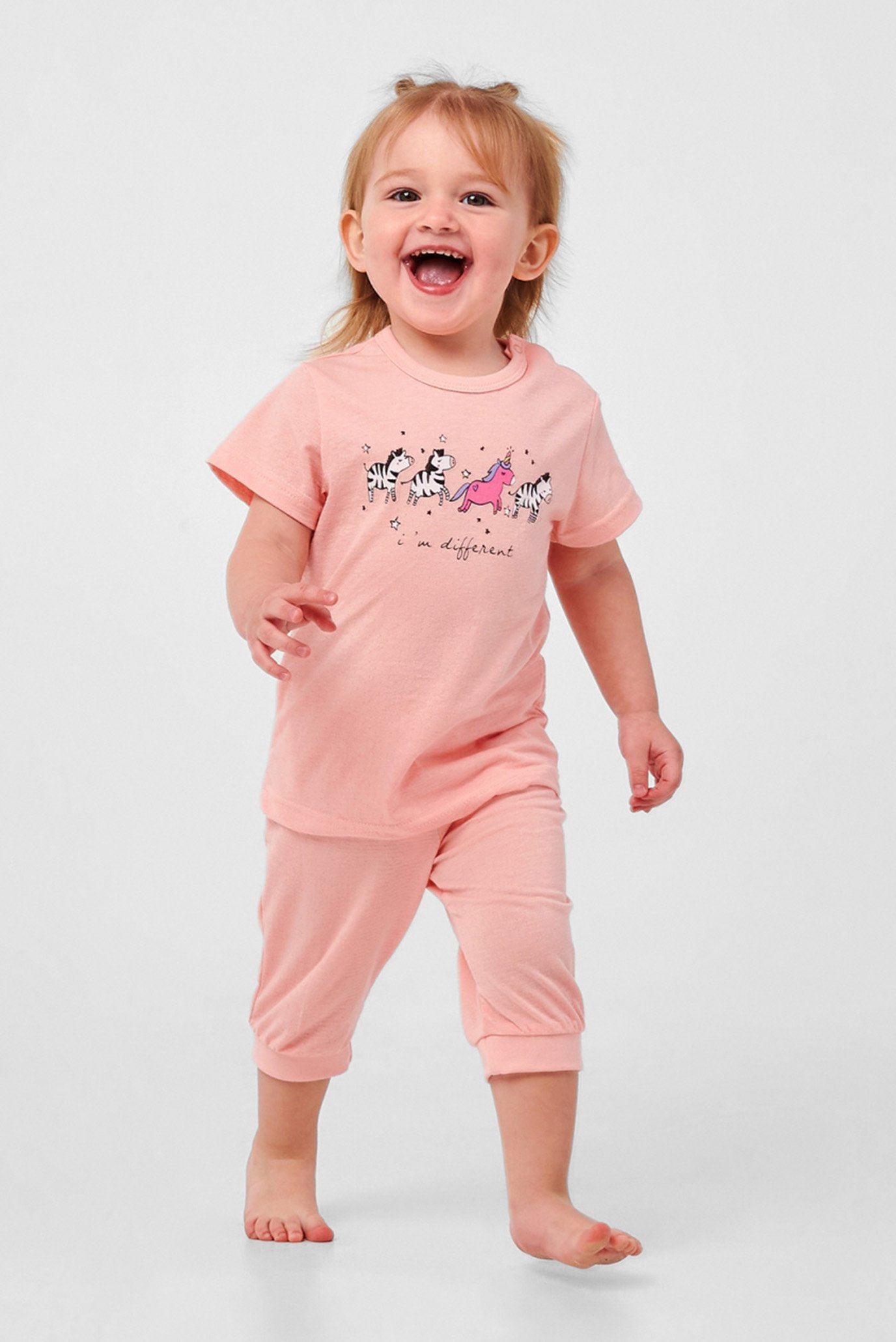 Дитяча рожева піжама (футболка, брюки) 1