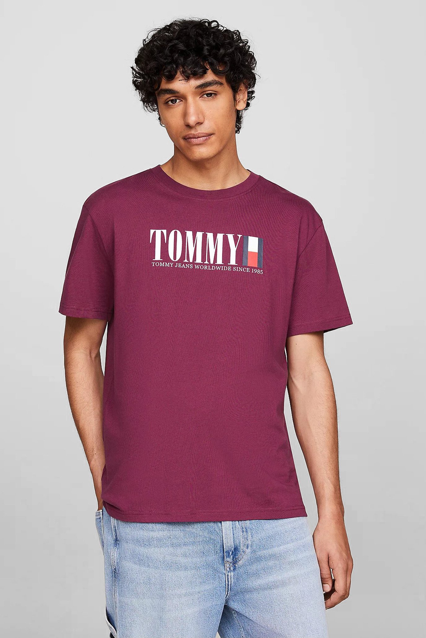 Чоловіча бордова футболка TJM REG TOMMY DNA FLAG TEE EXT 1