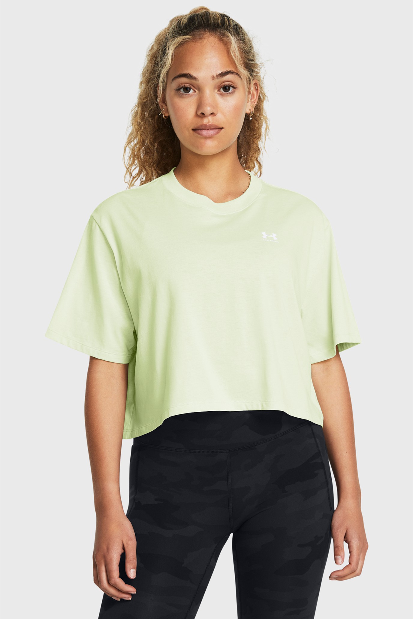 Жіноча салатова футболка UA W BOXY CROP LOGO SS 1