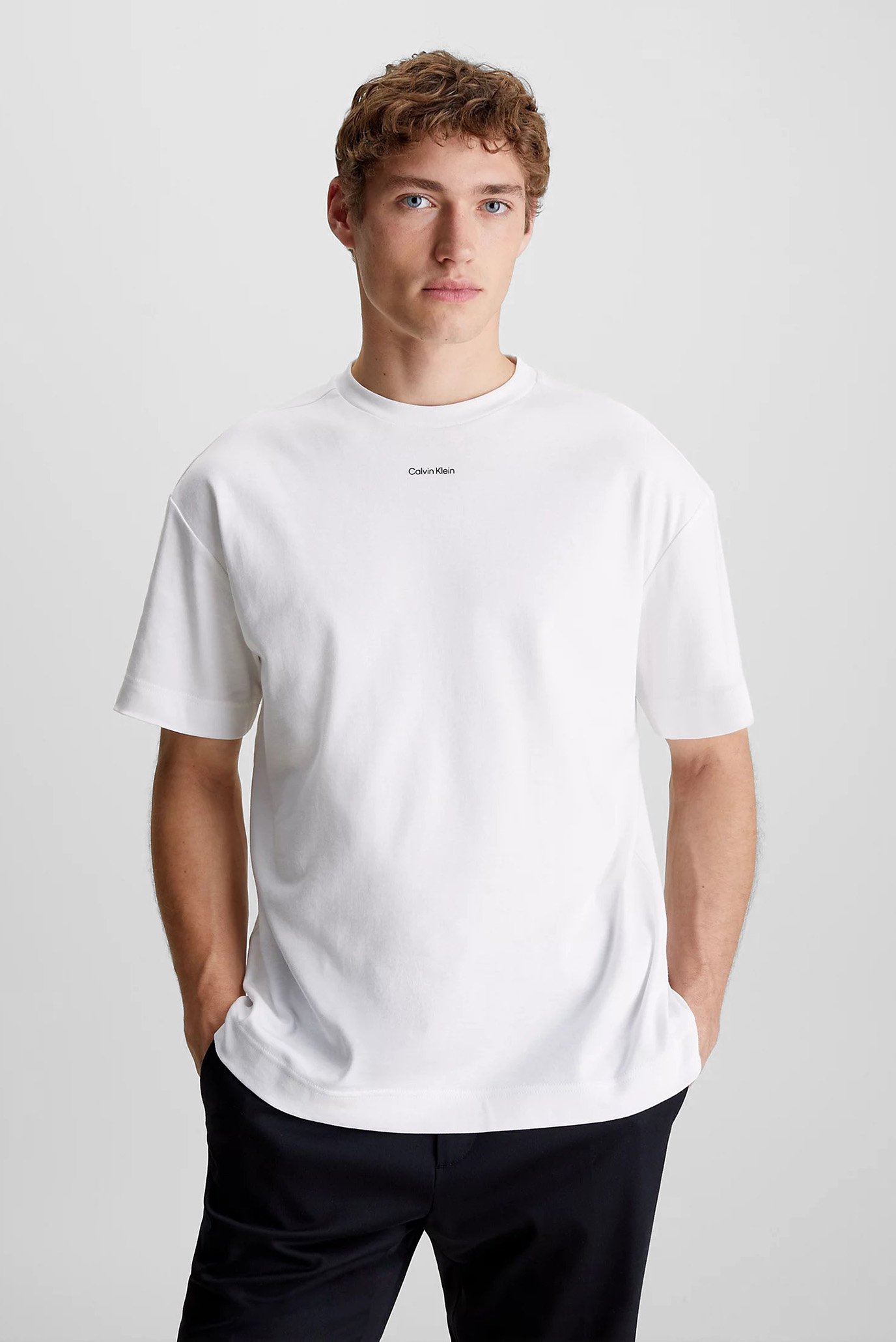 Мужская белая футболка NANO LOGO INTERLOCK 1