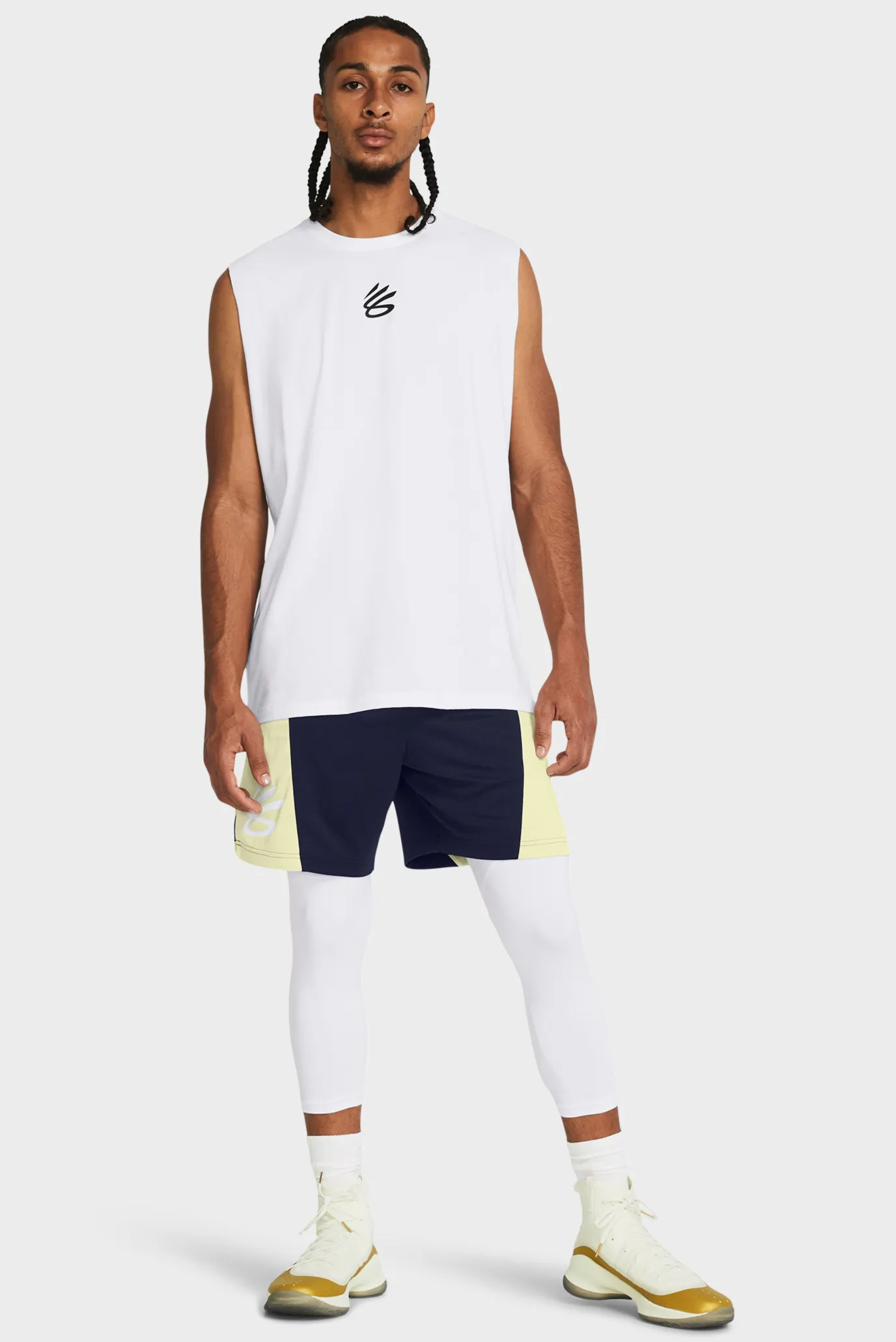 Мужские белые тайтсы UA Curry Brand 3/4 Lgs 2