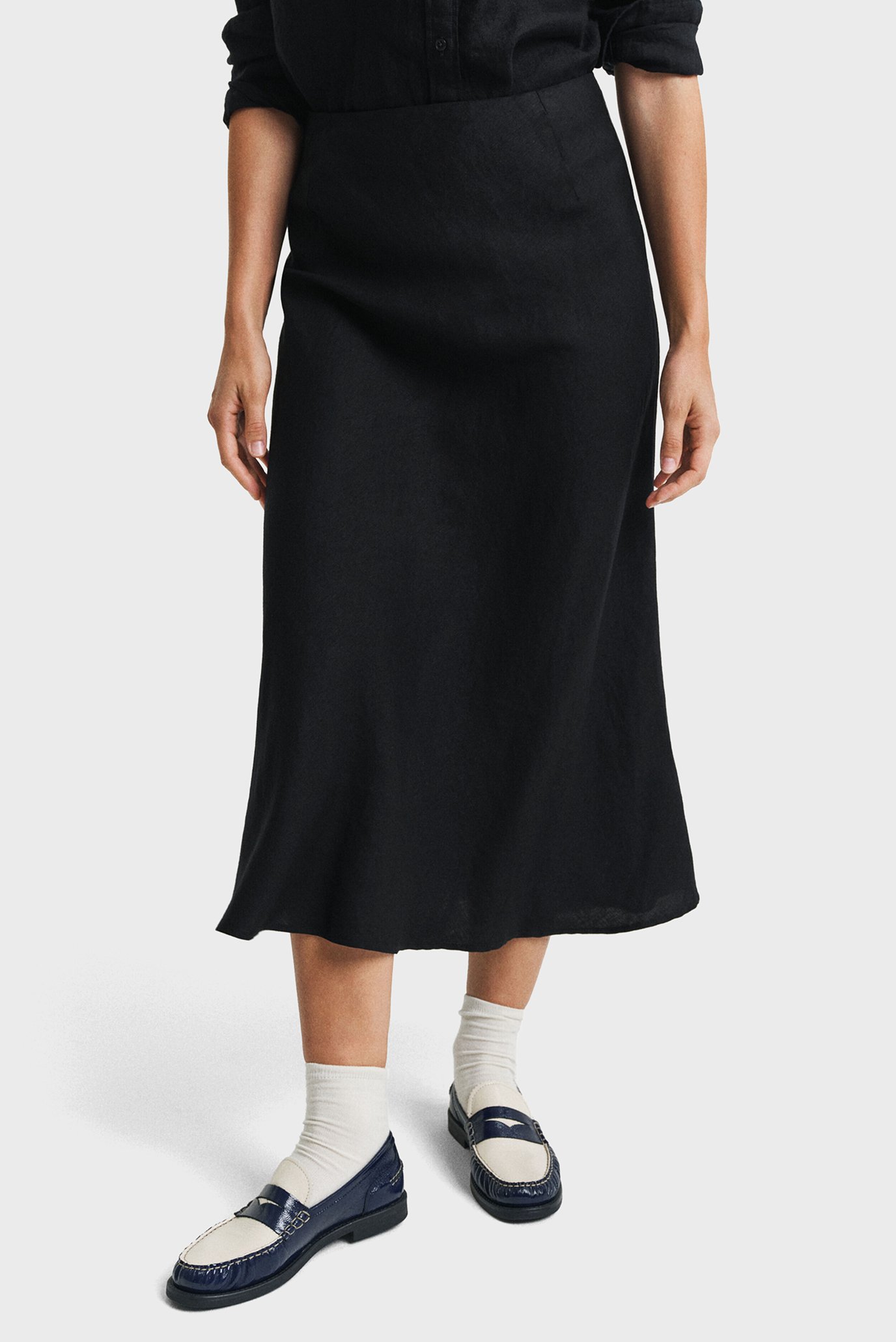Женская черная льняная юбка LINEN BLEND SKIRT Черный 34 Gant 4400162 Женская черная льняная юбка LINEN BLEND SKIRT Черный 34 Gant 4400162