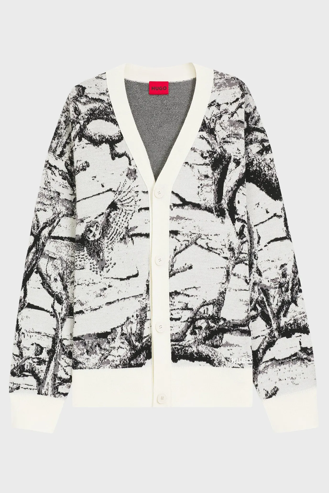 Чоловічий сірий вовняний кардиган з візерунком 5