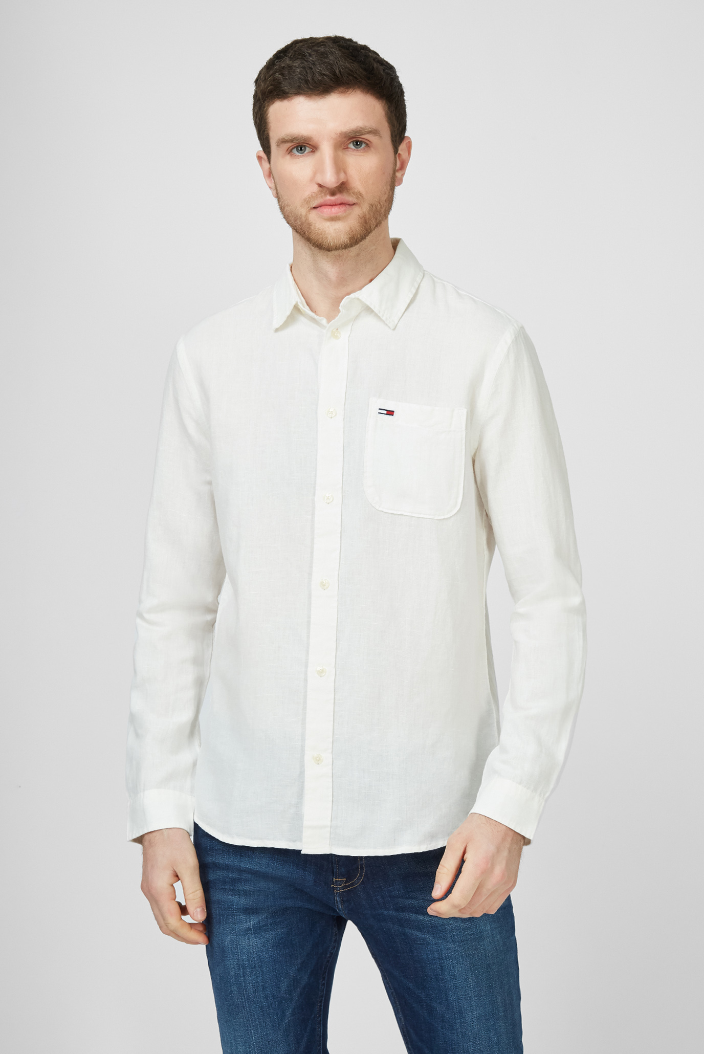 Мужская белая рубашка TJM LINEN BLEND SHIRT 1