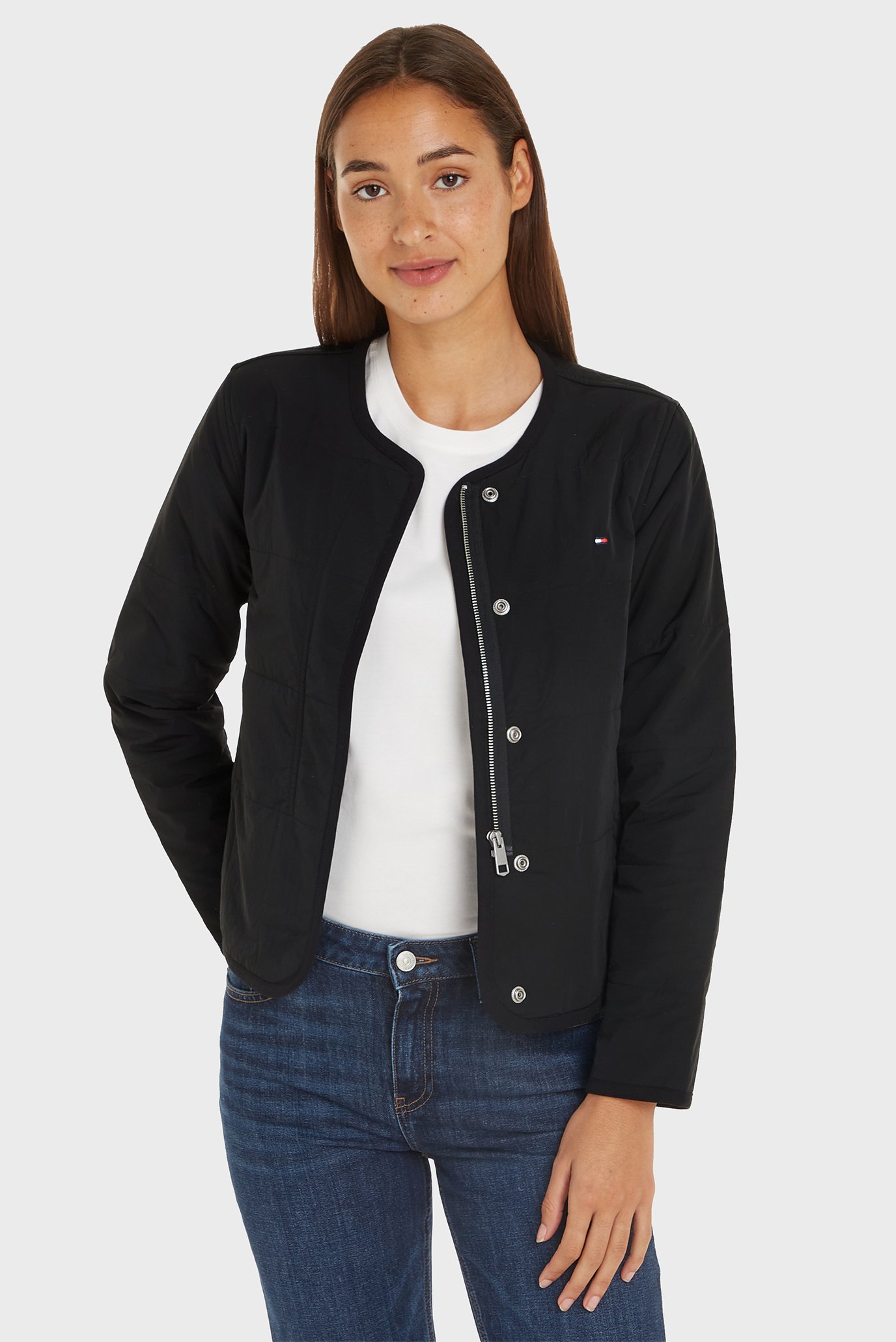 Женская черная куртка JERSEY LINED JACKET Черный L Tommy Hilfiger WW0WW42347 Женская черная куртка JERSEY LINED JACKET Черный L Tommy Hilfiger WW0WW42347