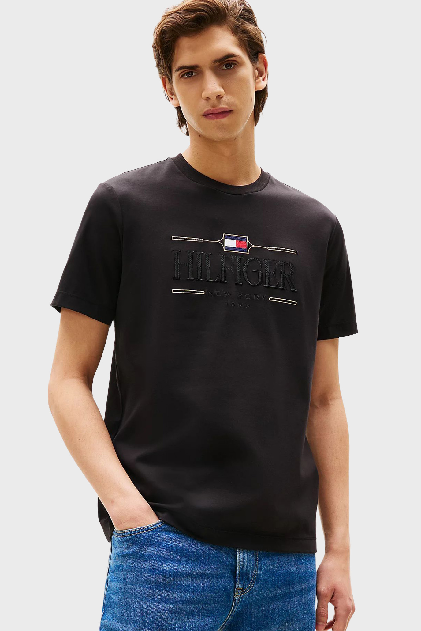 Мужская черная футболка ICON HILFIGER TEE Черный XXL Tommy Hilfiger MW0MW39585 Мужская черная футболка ICON HILFIGER TEE Черный XXL Tommy Hilfiger MW0MW39585