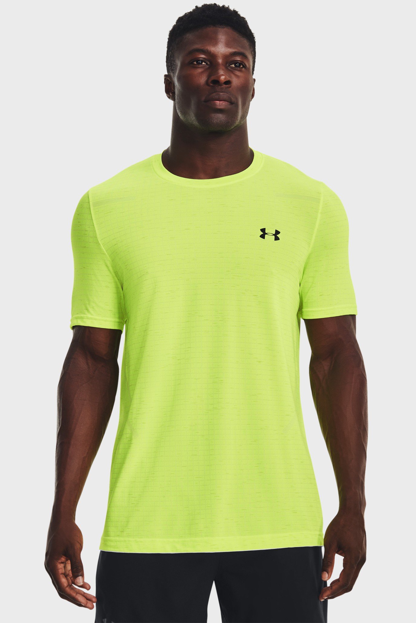 Мужская салатовая футболка в клетку UA Seamless Grid SS 1