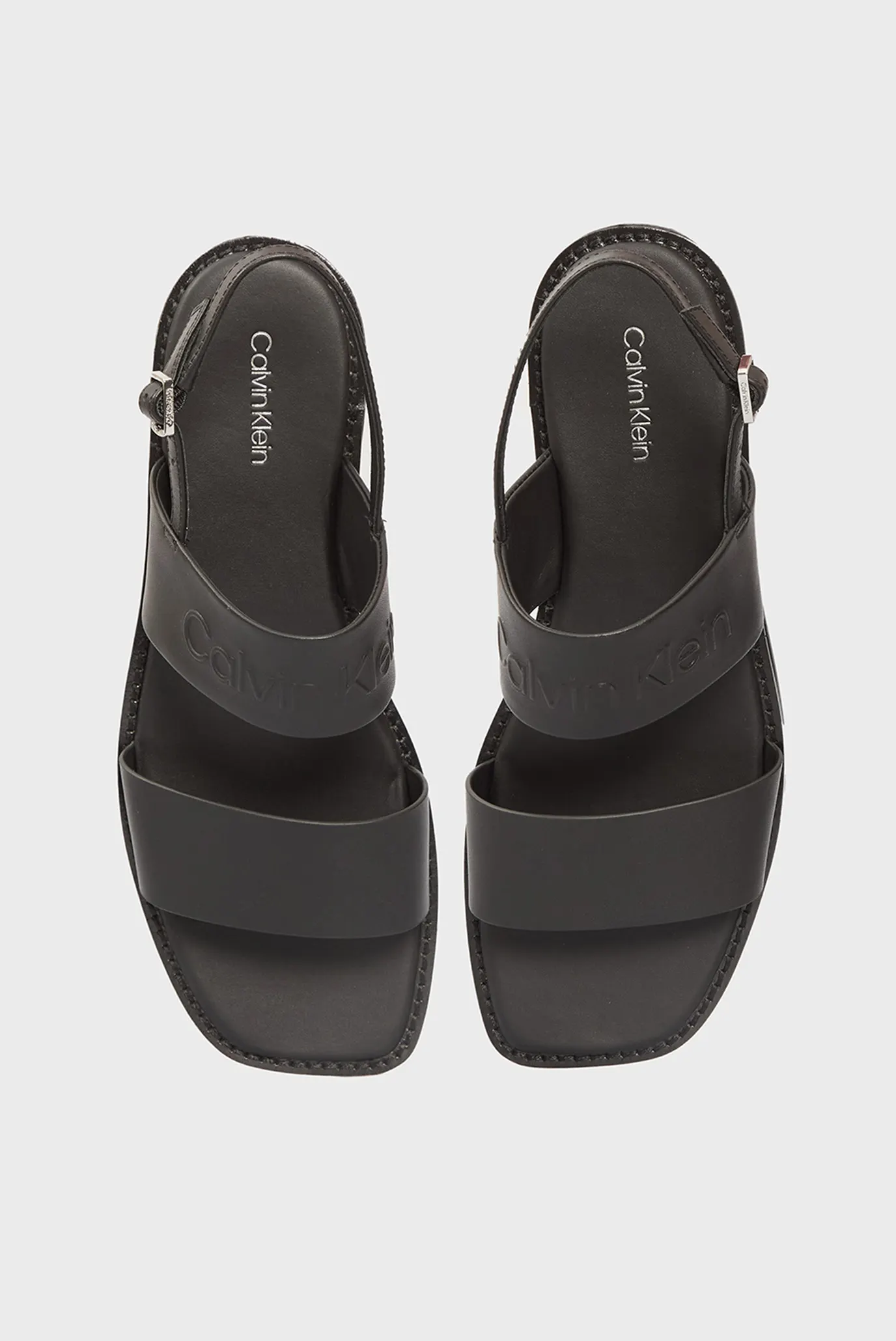 Жіночі чорні шкіряні сандалі FLAT 4