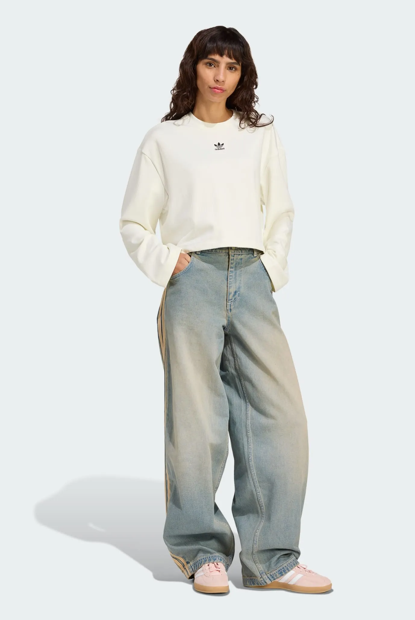 Жіночий білий лонгслів Essentials Winterized Wide Rib 2