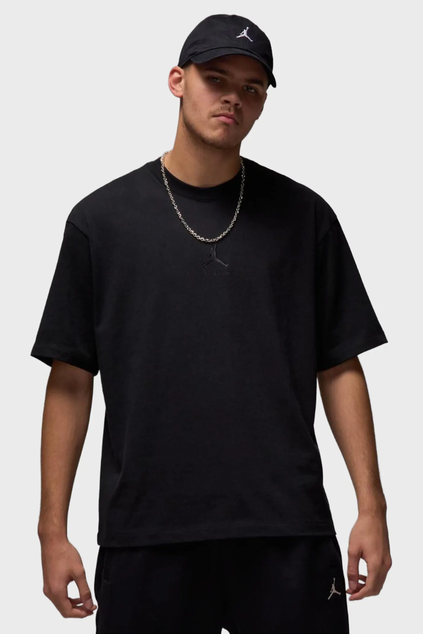 Чоловіча чорна футболка M J FLT ESS OVSZ SS CREW 1