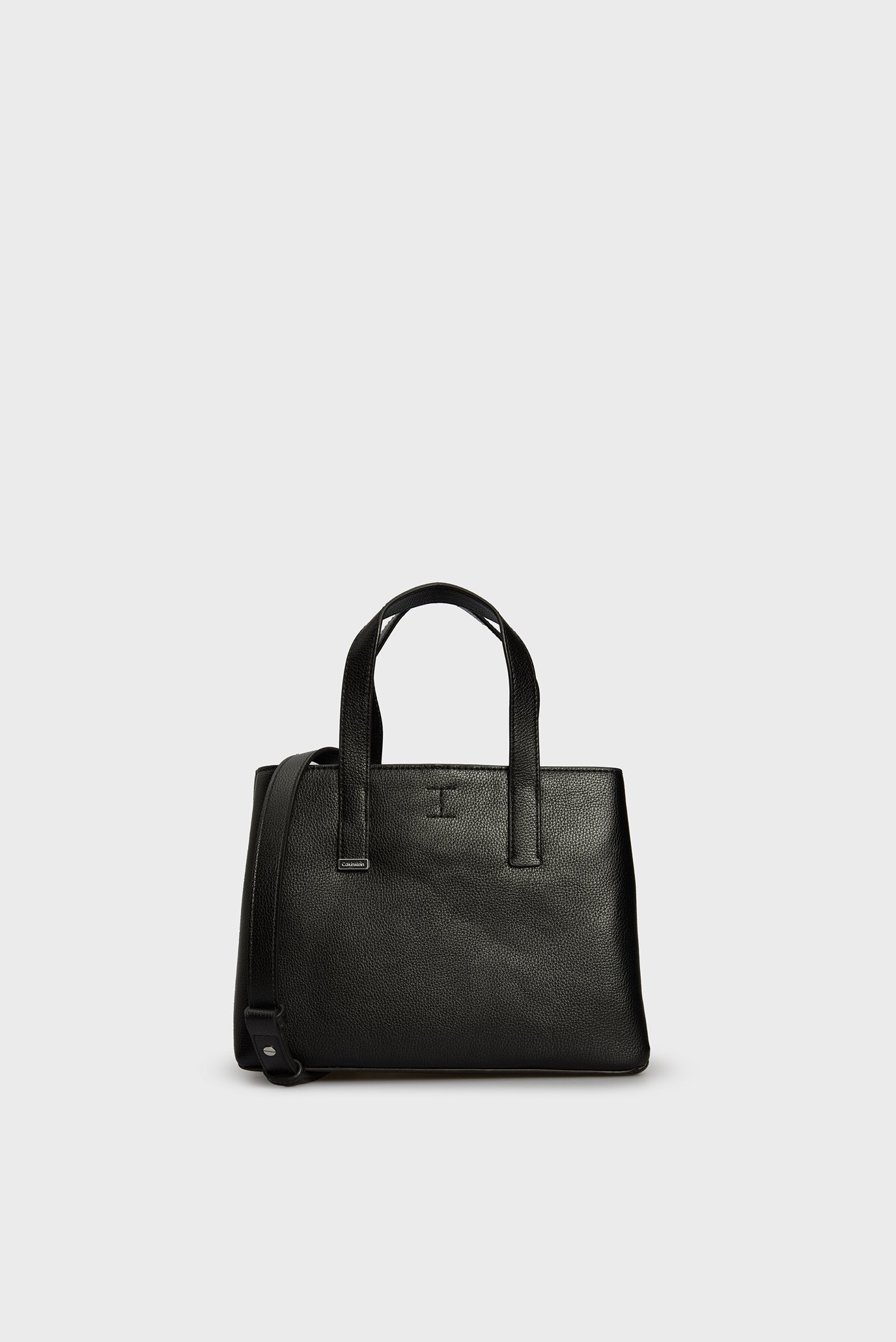 Жіноча чорна сумка CK PLAQUE SMALL TOTE 1