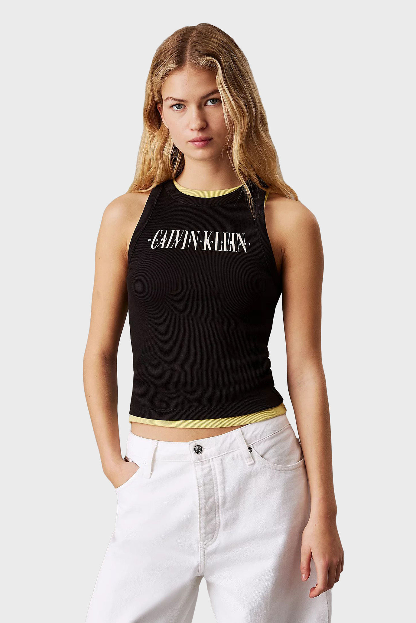 Женская черная майка VARSITY CALVIN KLEIN RIB TANK 1