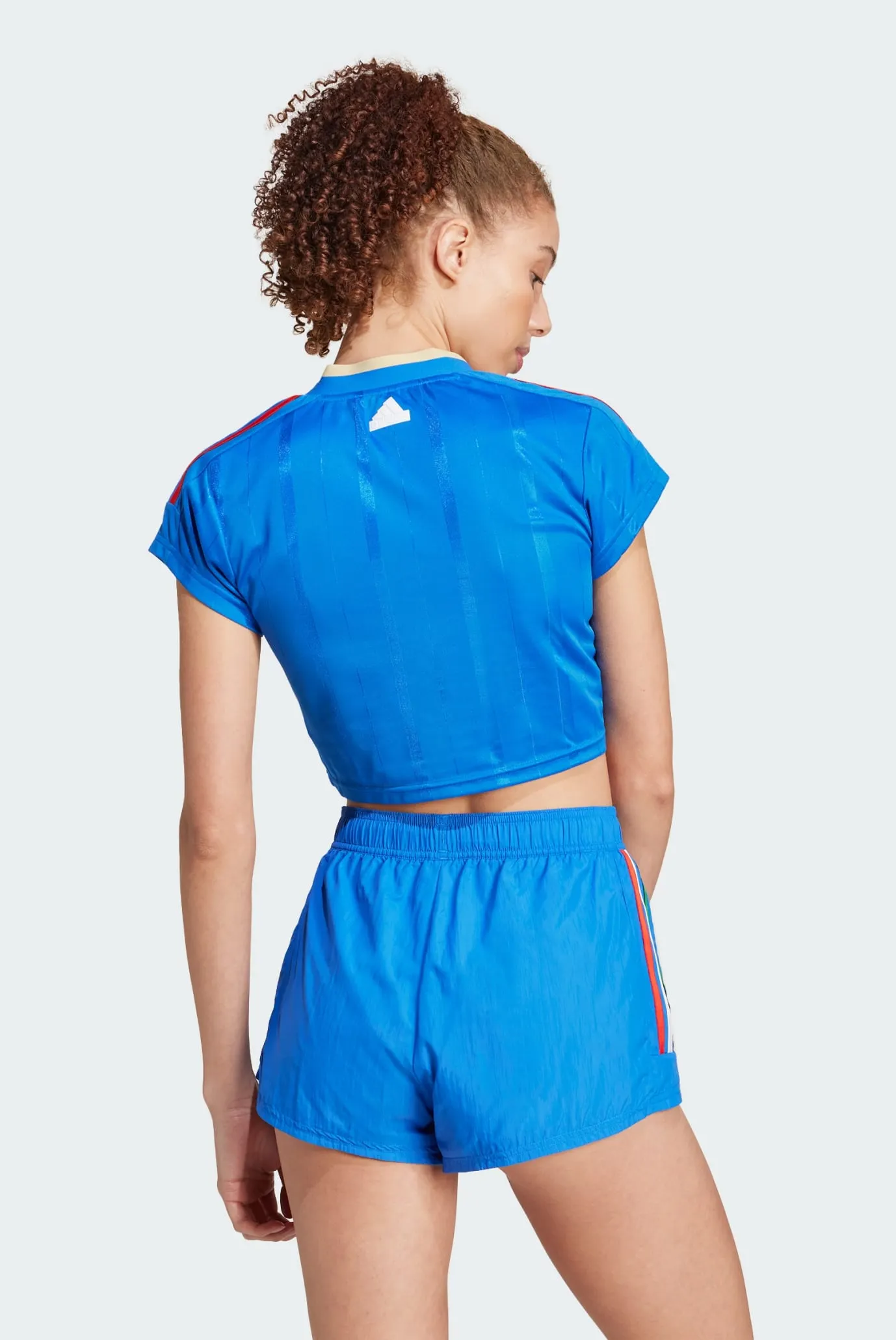 Жіноча синя футболка Tiro Cut 3-Stripes Crop 3