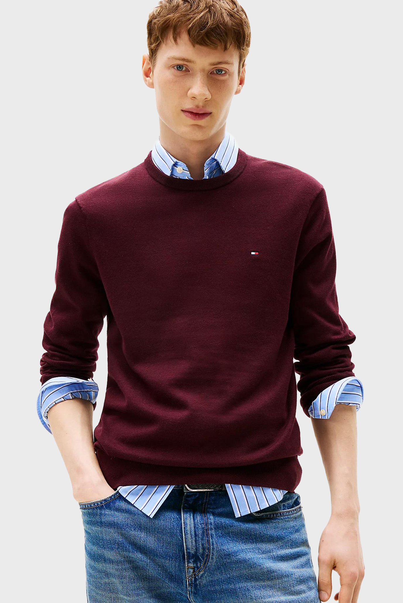 Мужской бордовый джемпер ESSENTIAL Бордовый XL Tommy Hilfiger MW0MW39999 Мужской бордовый джемпер ESSENTIAL Бордовый XL Tommy Hilfiger MW0MW39999