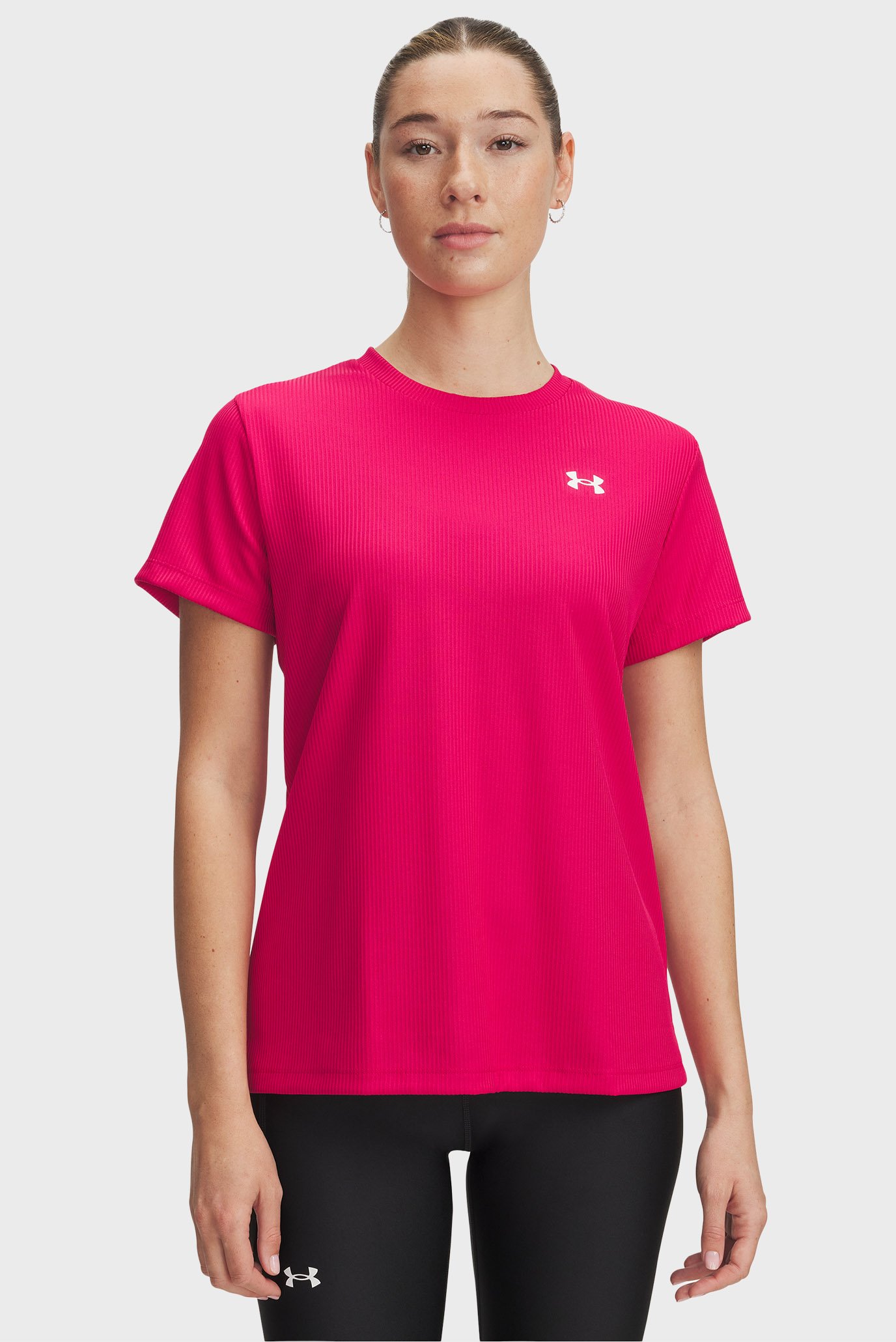 Женская малиновая футболка Tech Rib SSC Малиновый XS Under Armour 1389852-681 Женская малиновая футболка Tech Rib SSC Малиновый XS Under Armour 1389852-681