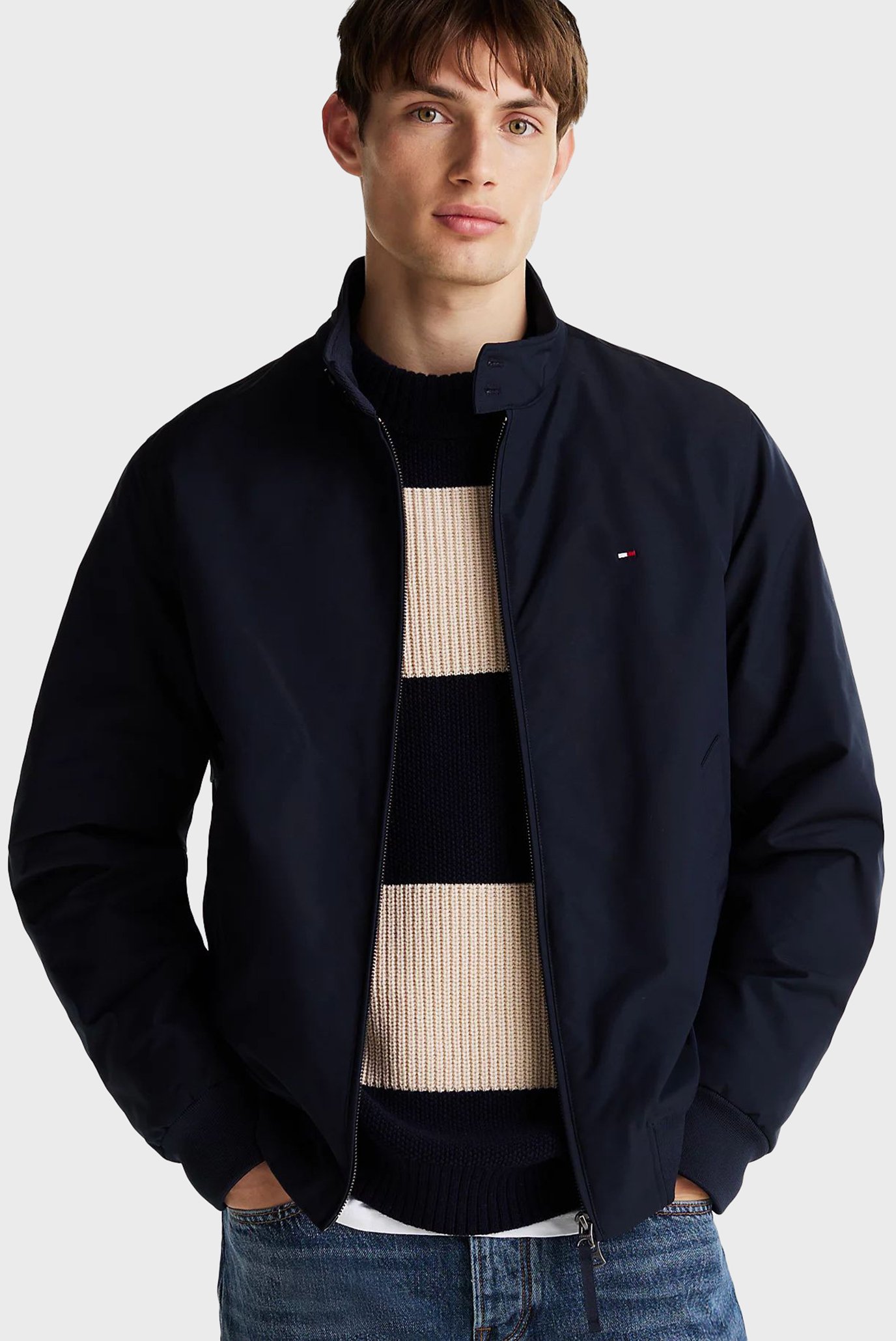 Мужская темно-синяя куртка HARRINGTON JACKET Синий XXL Tommy Hilfiger MW0MW37647 Мужская темно-синяя куртка HARRINGTON JACKET Синий XXL Tommy Hilfiger MW0MW37647