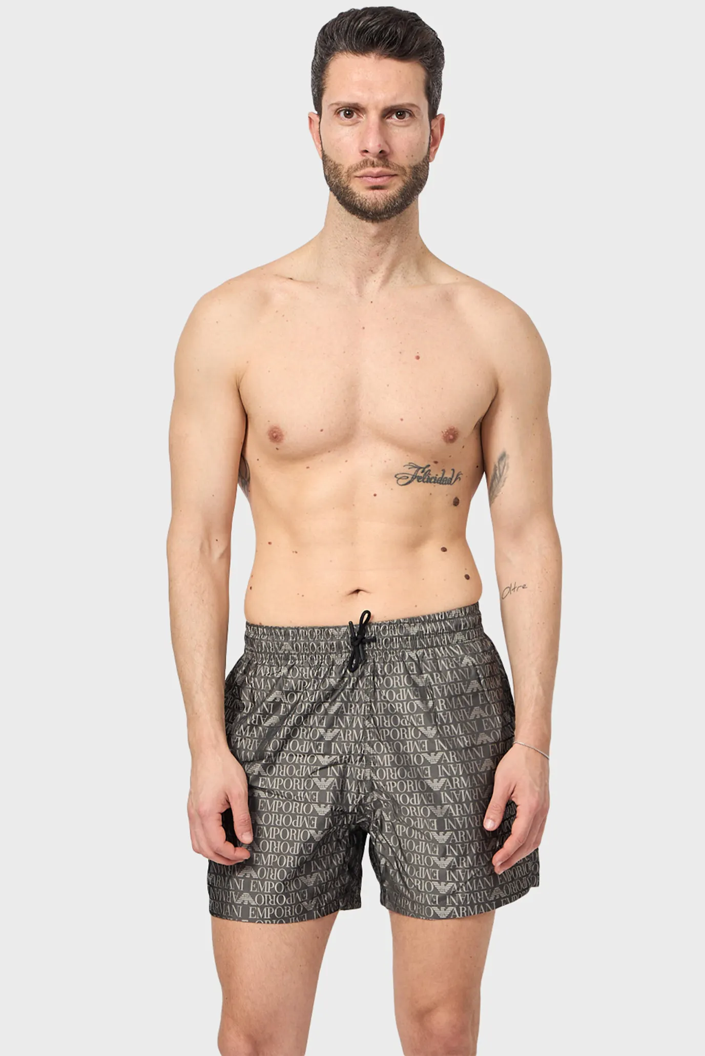 Чоловічі сірі плавальні шорти з візерунком 6