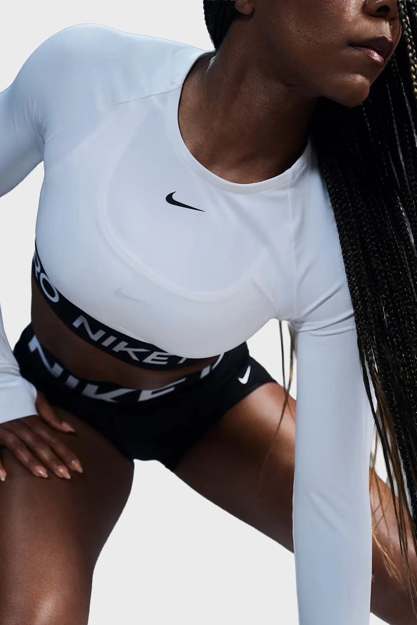 Женский белый топ NIKE PRO DF 365 CROP LS 4